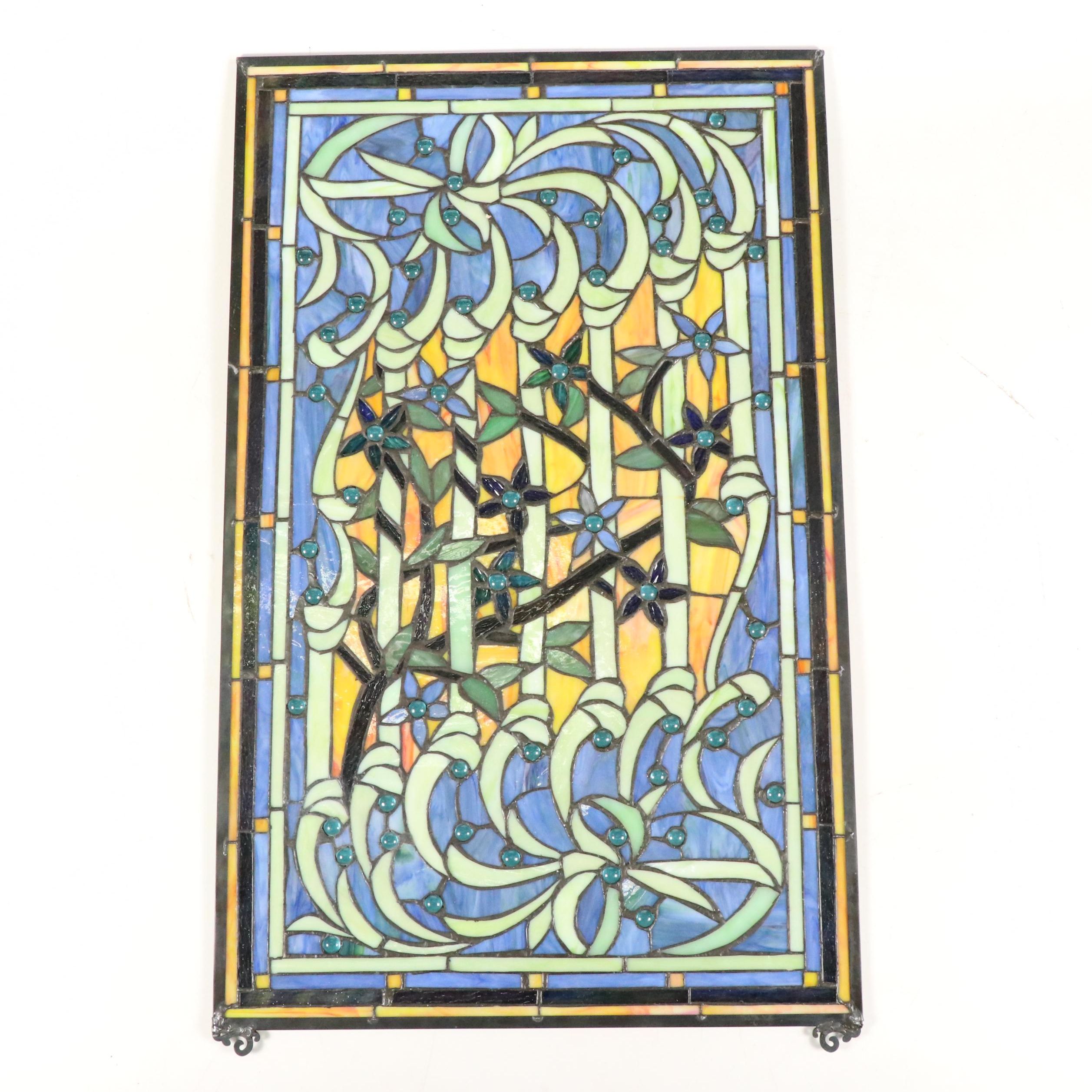 Art Nouveau Style Slag Glass Panel