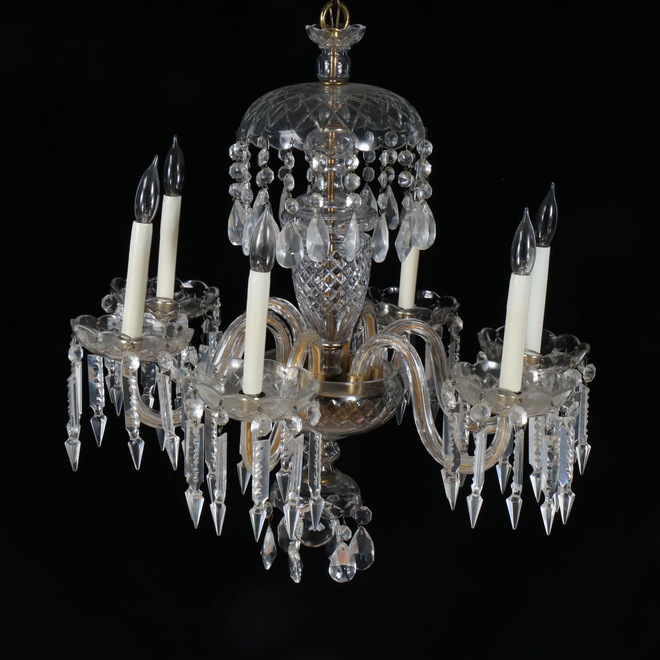 French Style Six-Arm Crystal Chandelier