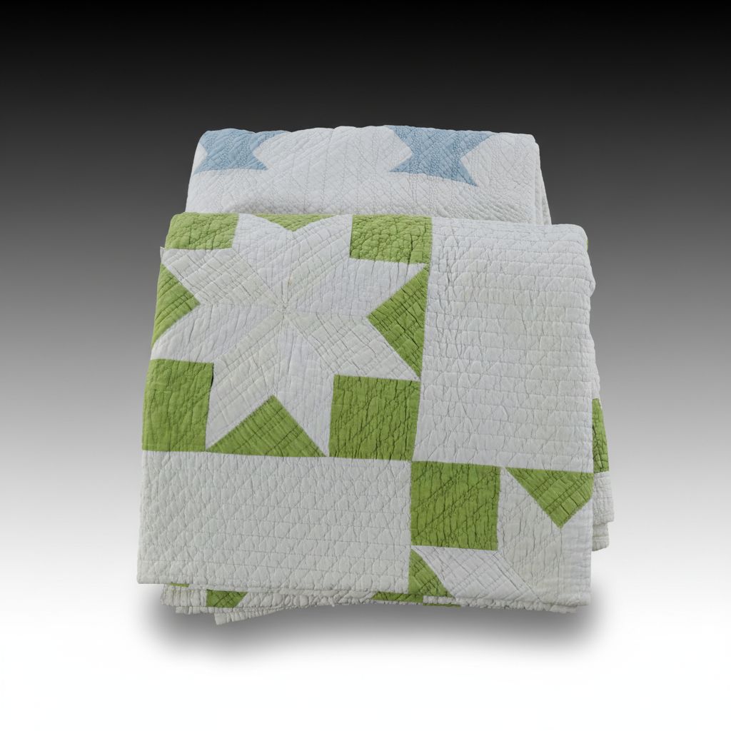 Handmade "Ohio Star" and "Flower Basket" Appliqué Quilts