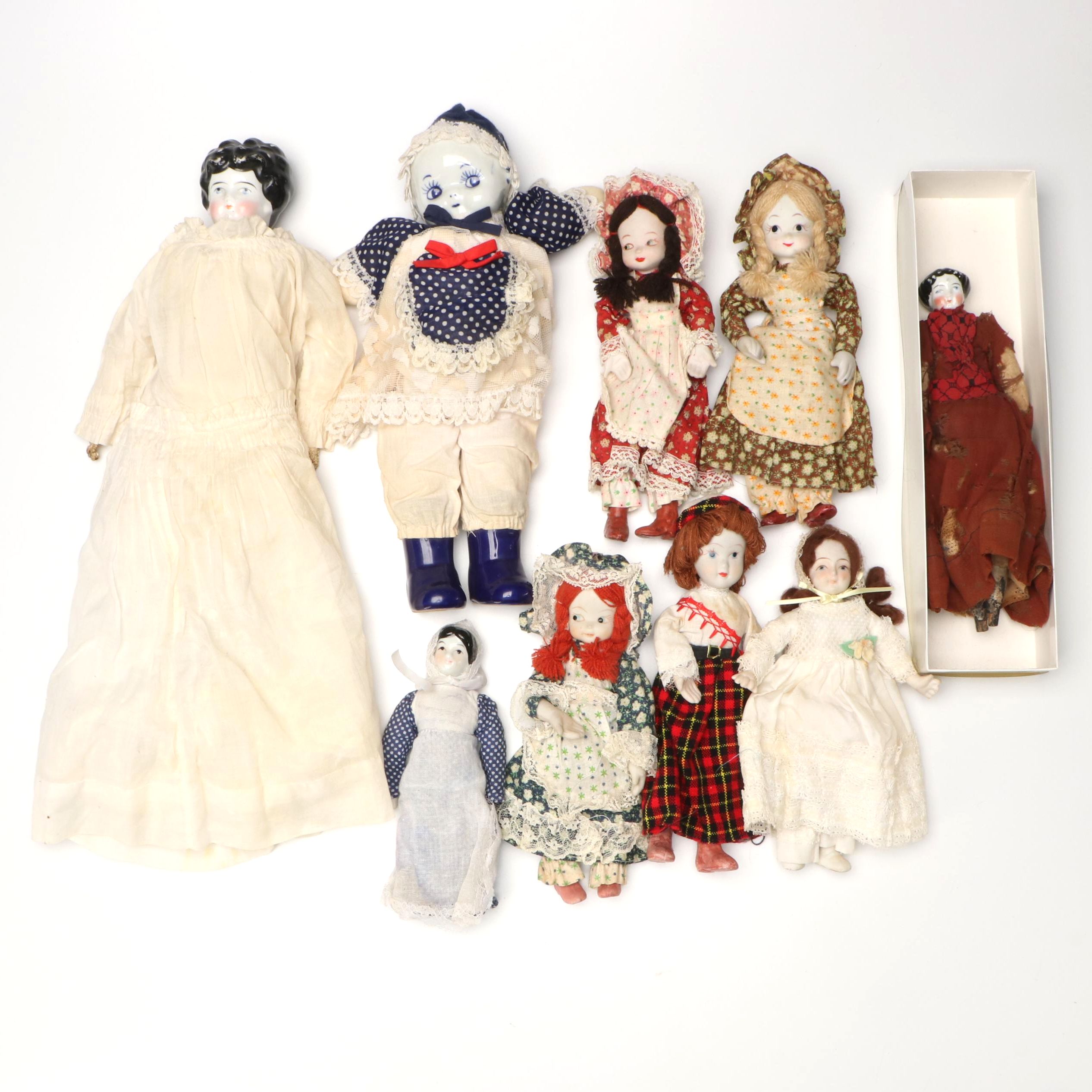 Hand-Painted Porcelain and Bisque Dolls