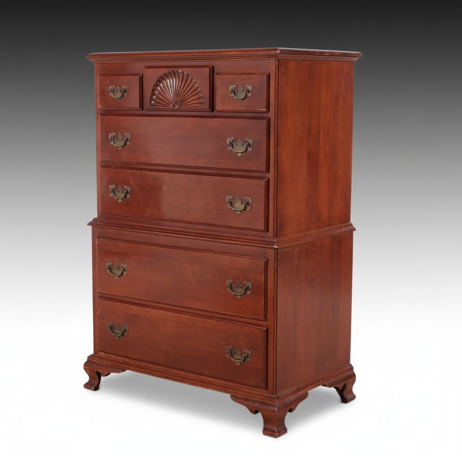 Kling Chippendale Style Mahogany Finish Chest on Chest Style Desk