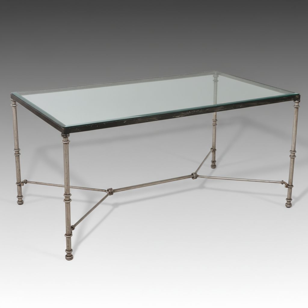 Italian Regency Style Glass Metal Top Coffee Table