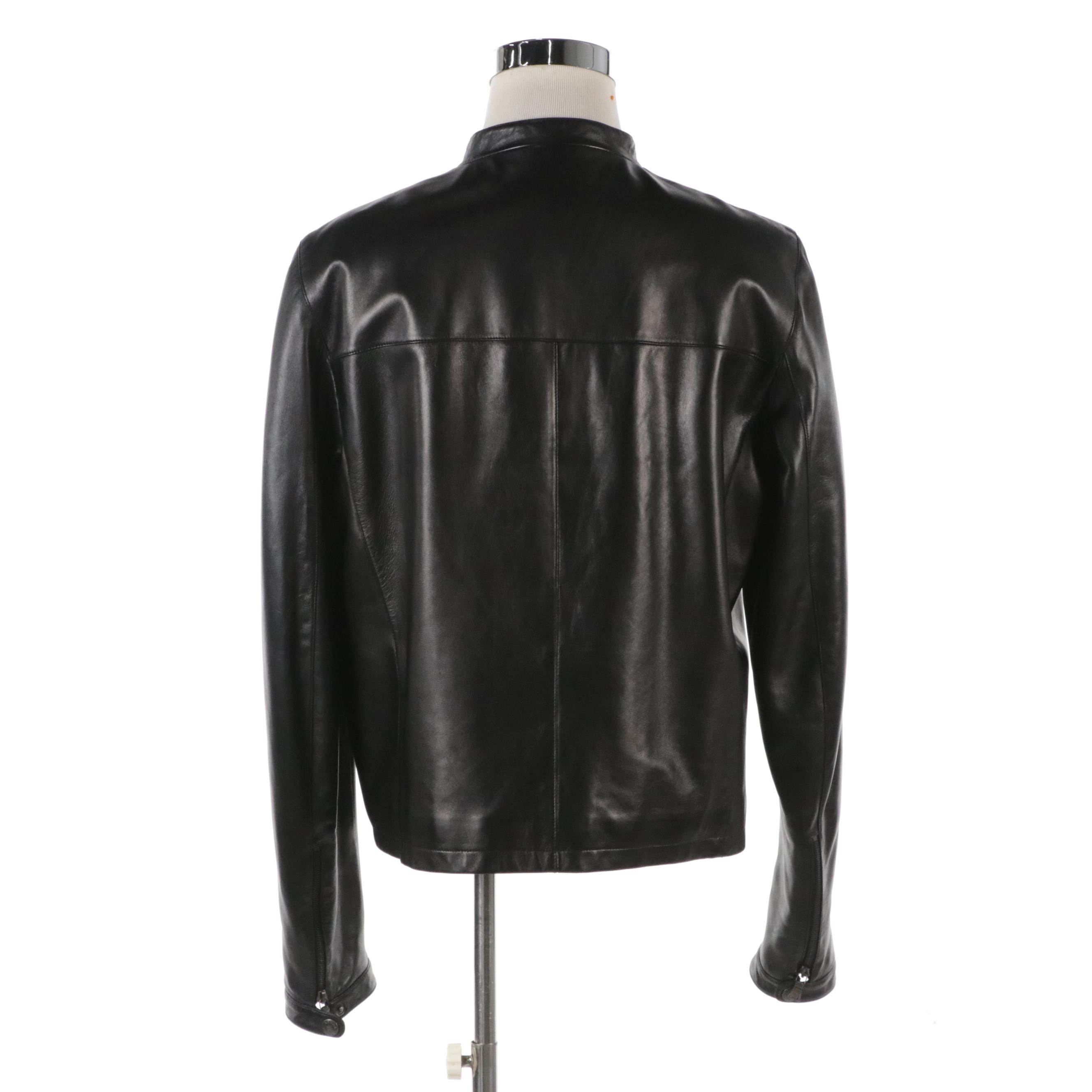 Men's Prada Black Leather Racer Jacket