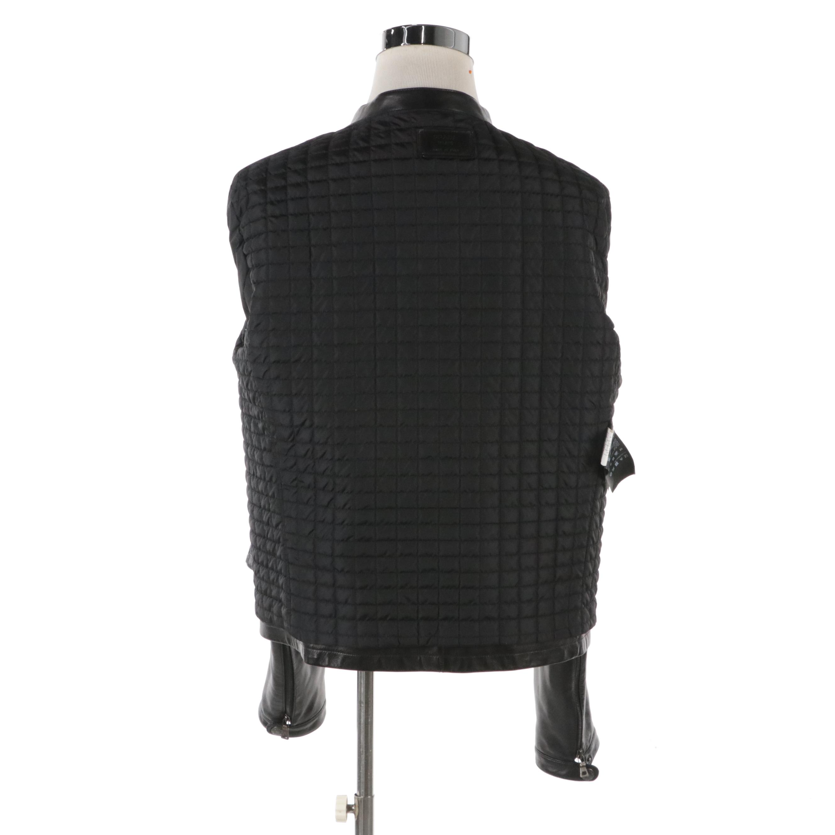 Men's Prada Black Leather Racer Jacket