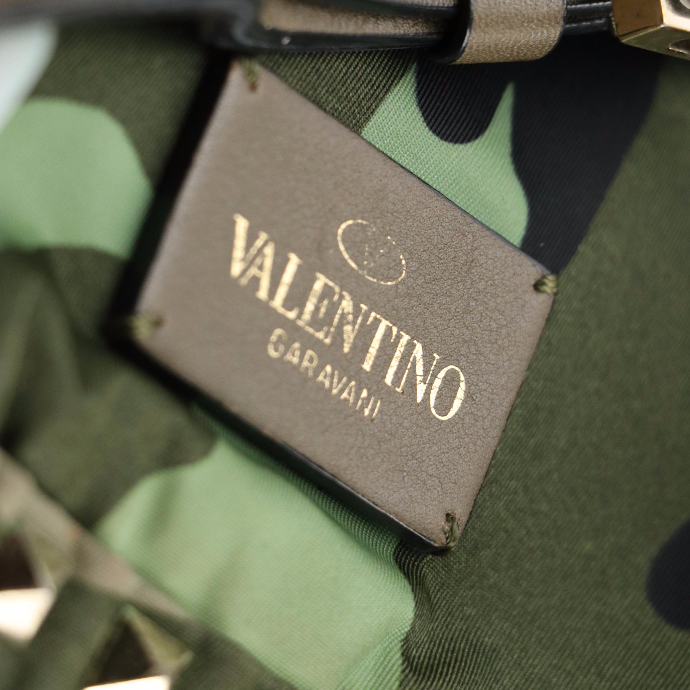 Valentino Garavani Mini Backpack in Studded Camo Nylon and Calfskin Leather Trim