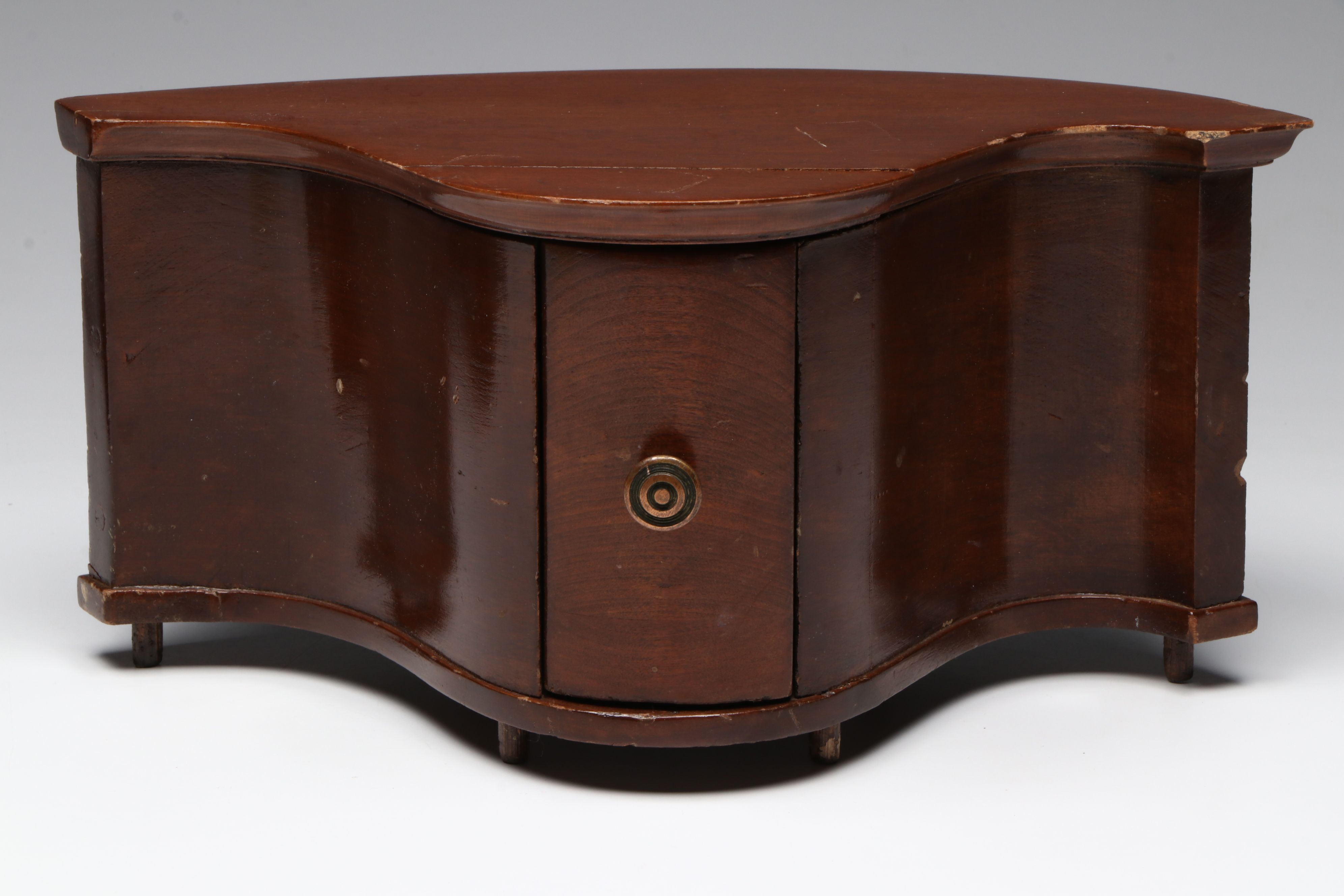 Pair of American Empire Style Mahogany Veneer Miniature Chests, Mid-19th C.