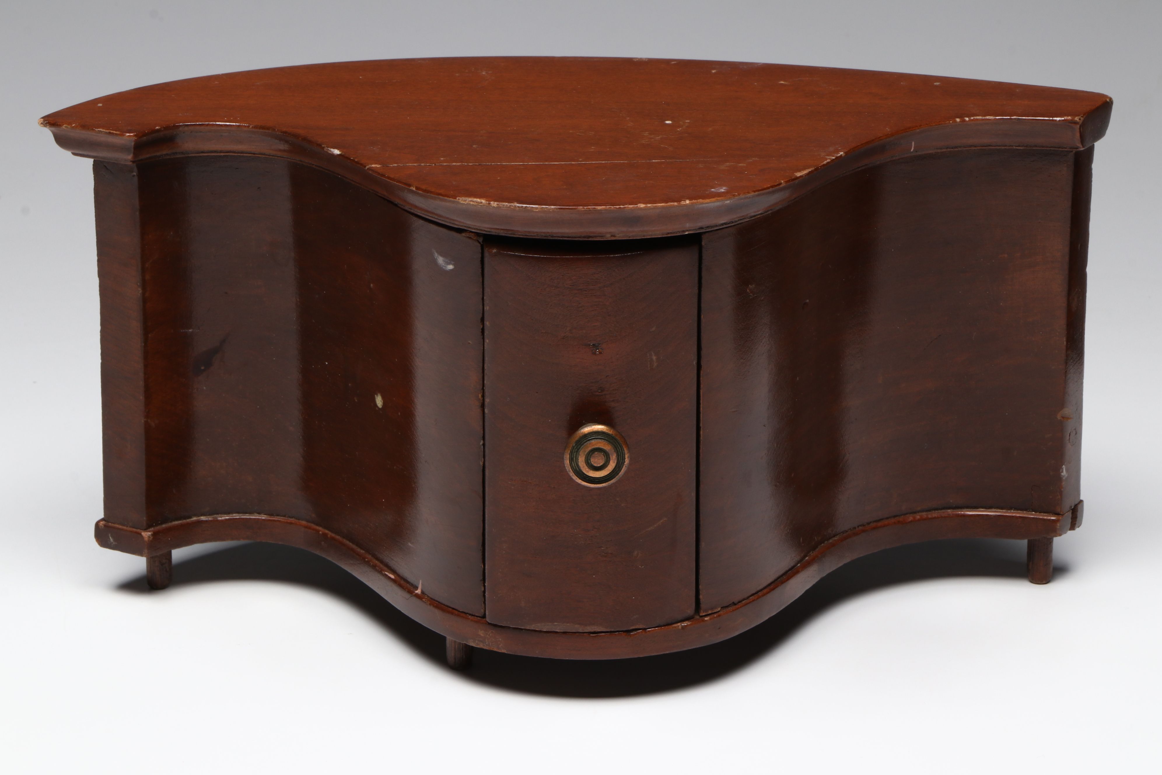 Pair of American Empire Style Mahogany Veneer Miniature Chests, Mid-19th C.