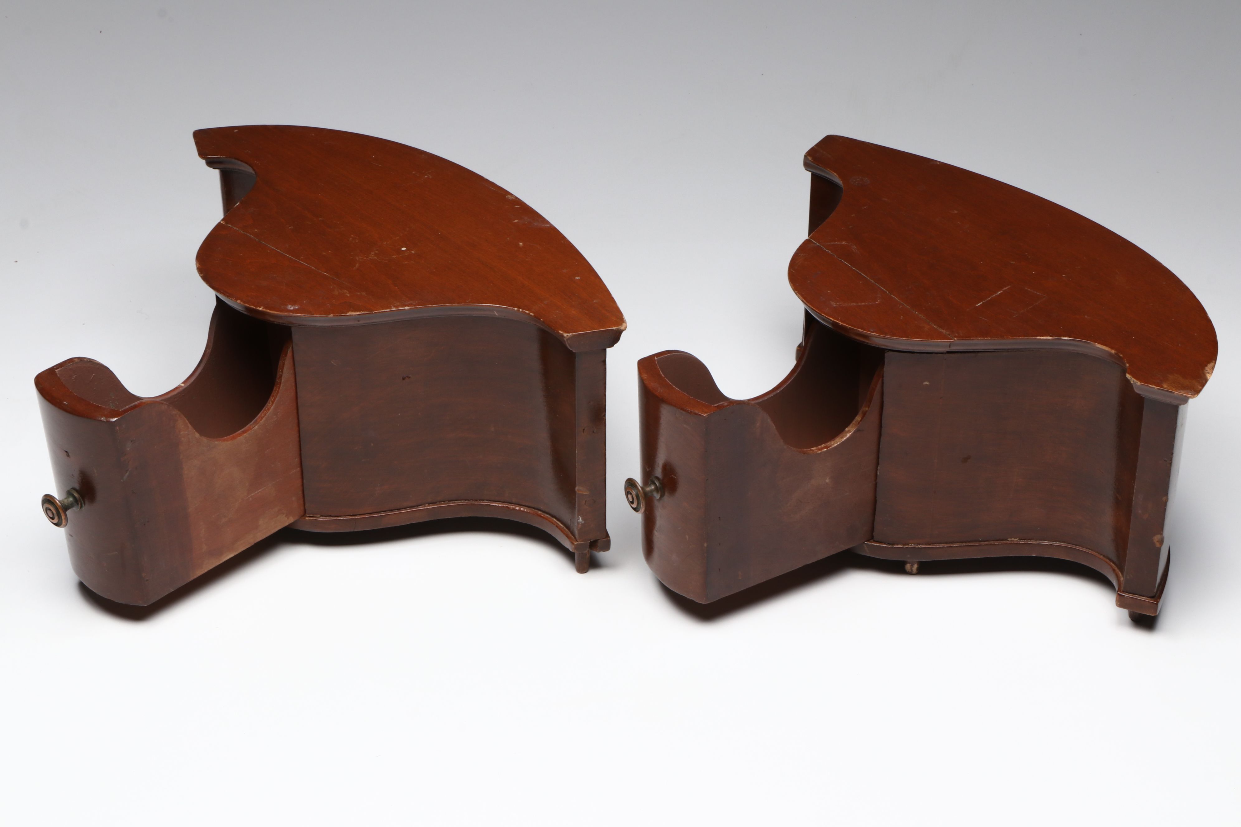 Pair of American Empire Style Mahogany Veneer Miniature Chests, Mid-19th C.