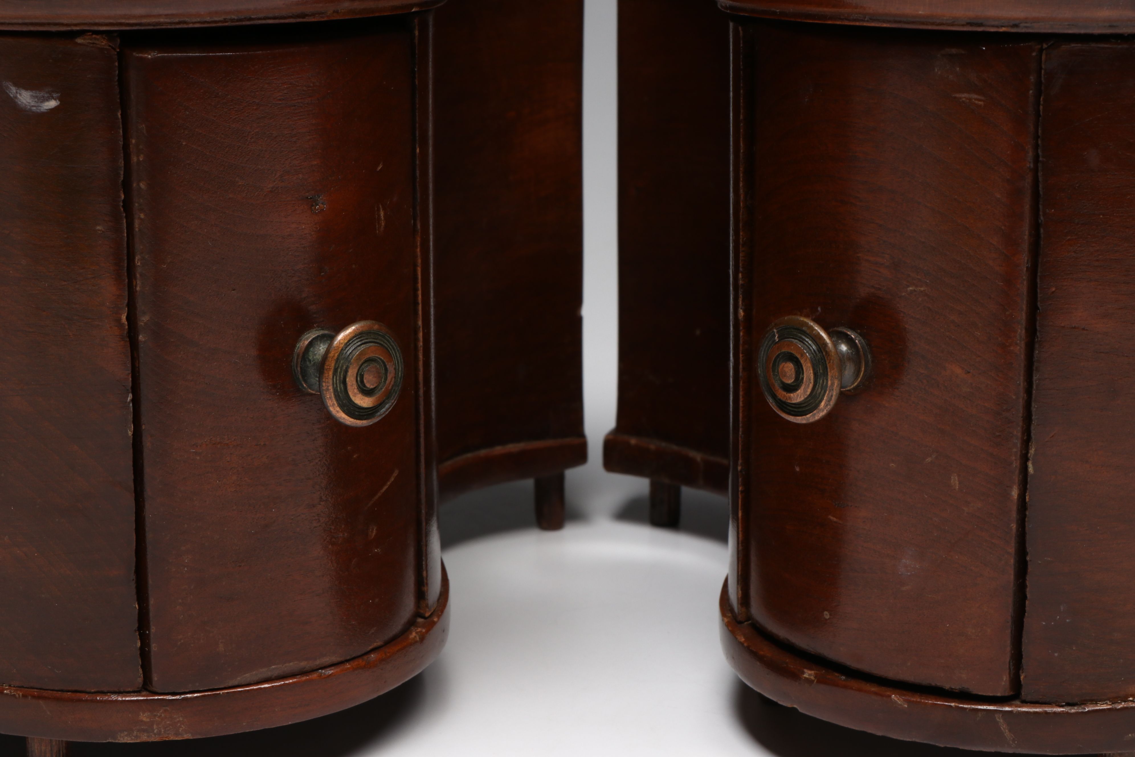 Pair of American Empire Style Mahogany Veneer Miniature Chests, Mid-19th C.