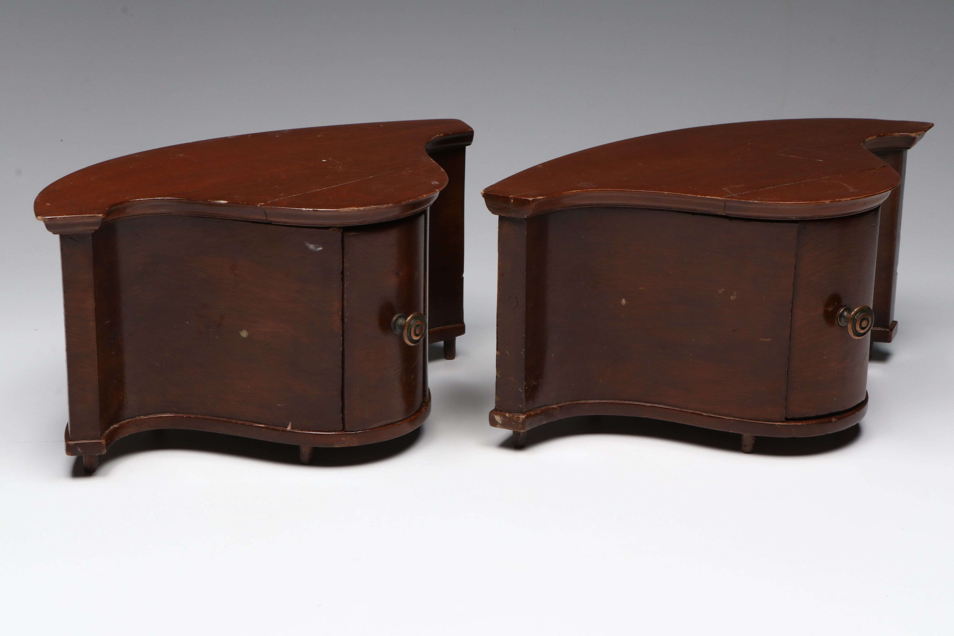 Pair of American Empire Style Mahogany Veneer Miniature Chests, Mid-19th C.
