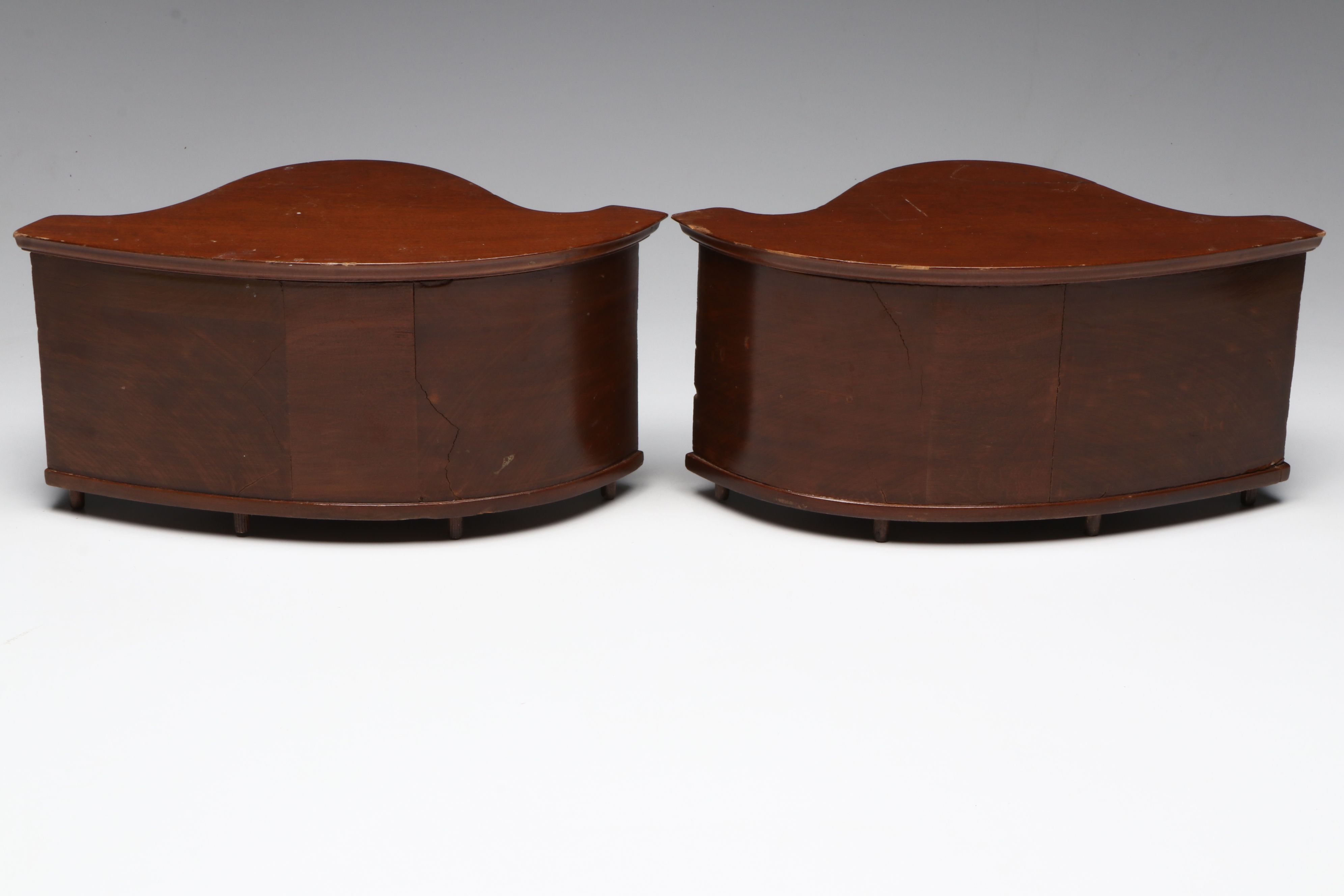 Pair of American Empire Style Mahogany Veneer Miniature Chests, Mid-19th C.