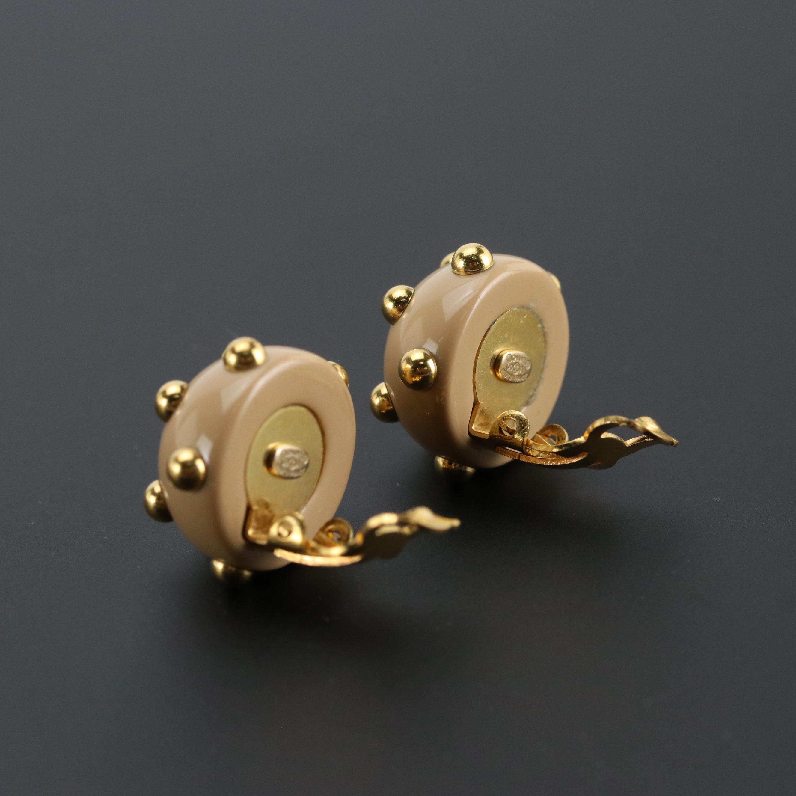 Chanel CC Studs Button Clip Earrings