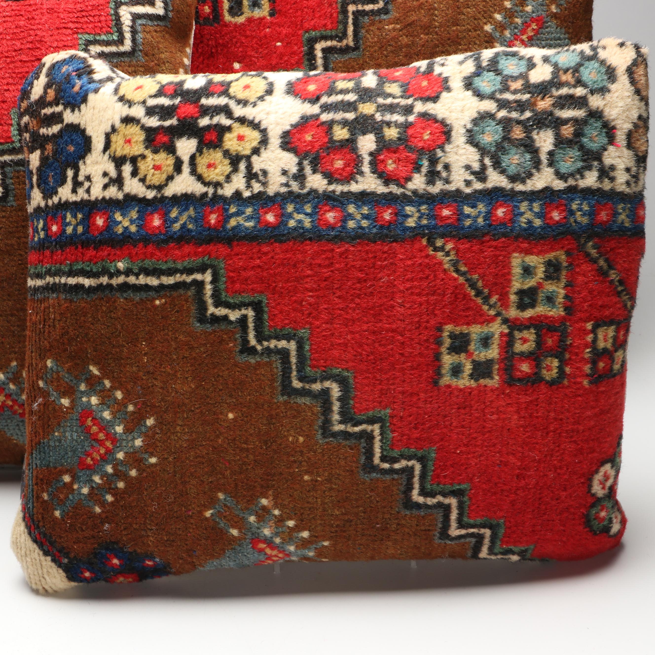 Hand-Knotted Persian Rug Faced Throw Pillows