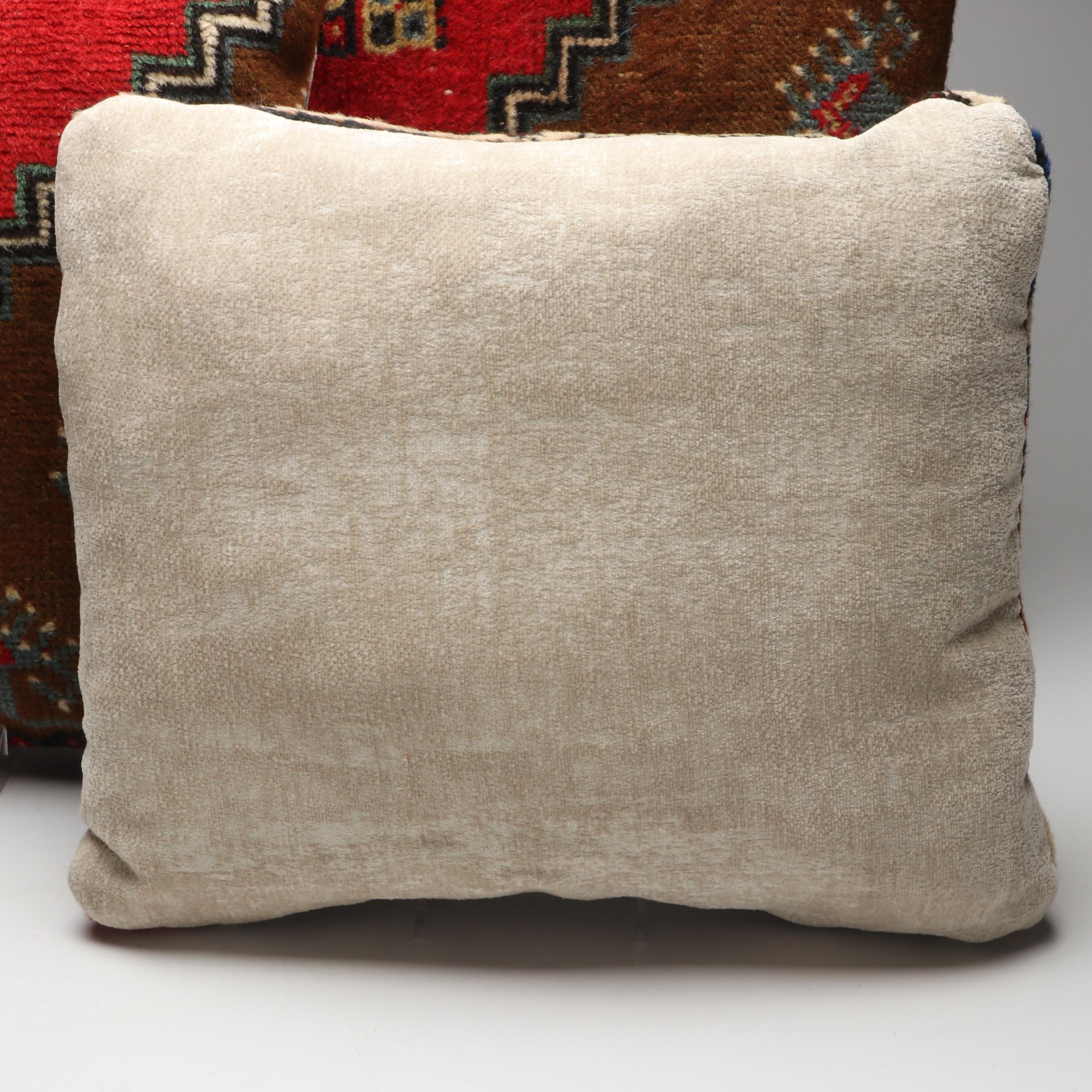 Hand-Knotted Persian Rug Faced Throw Pillows