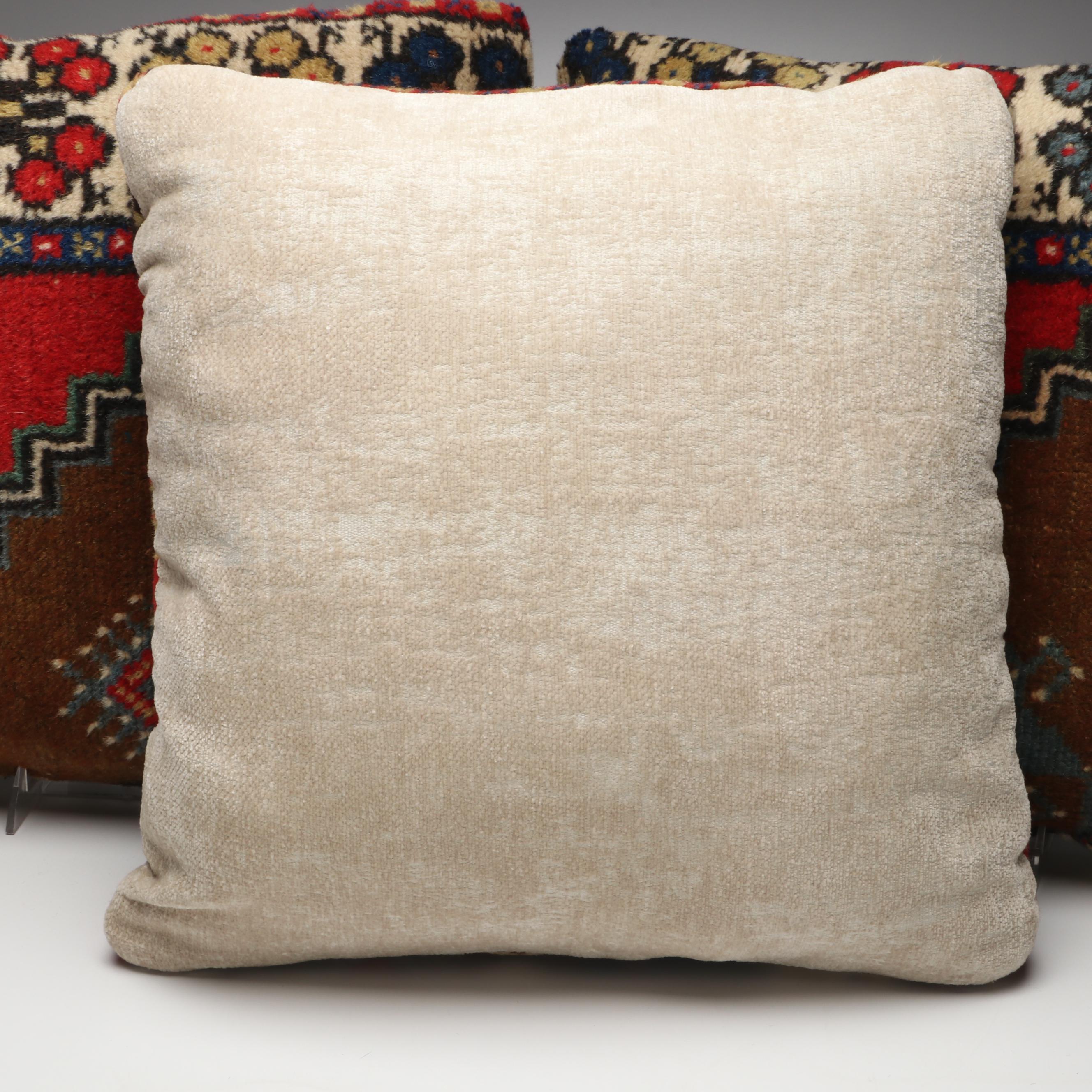 Hand-Knotted Persian Rug Faced Throw Pillows