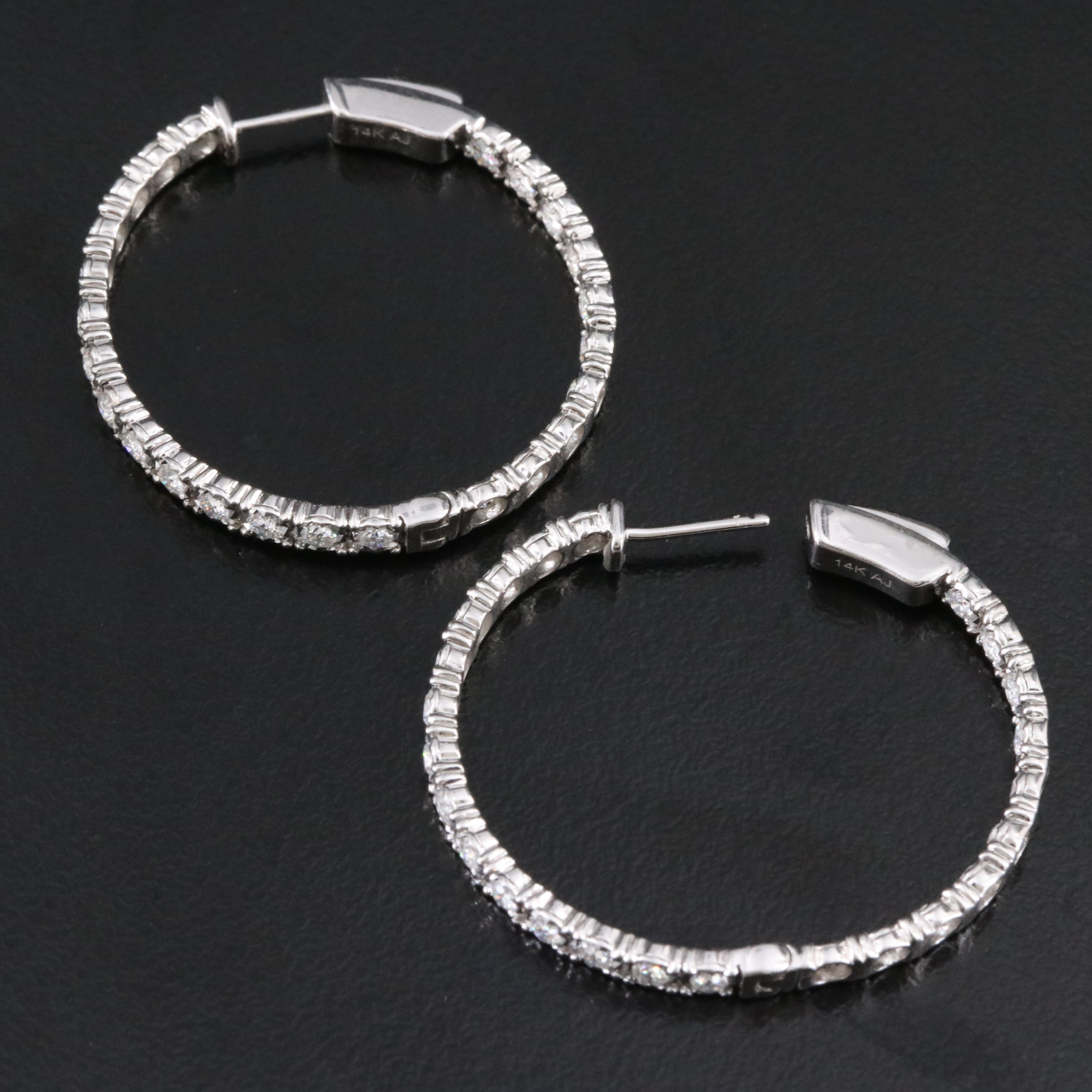 14K 1.50 CTW Diamond Inside-Out Hoop Earrings