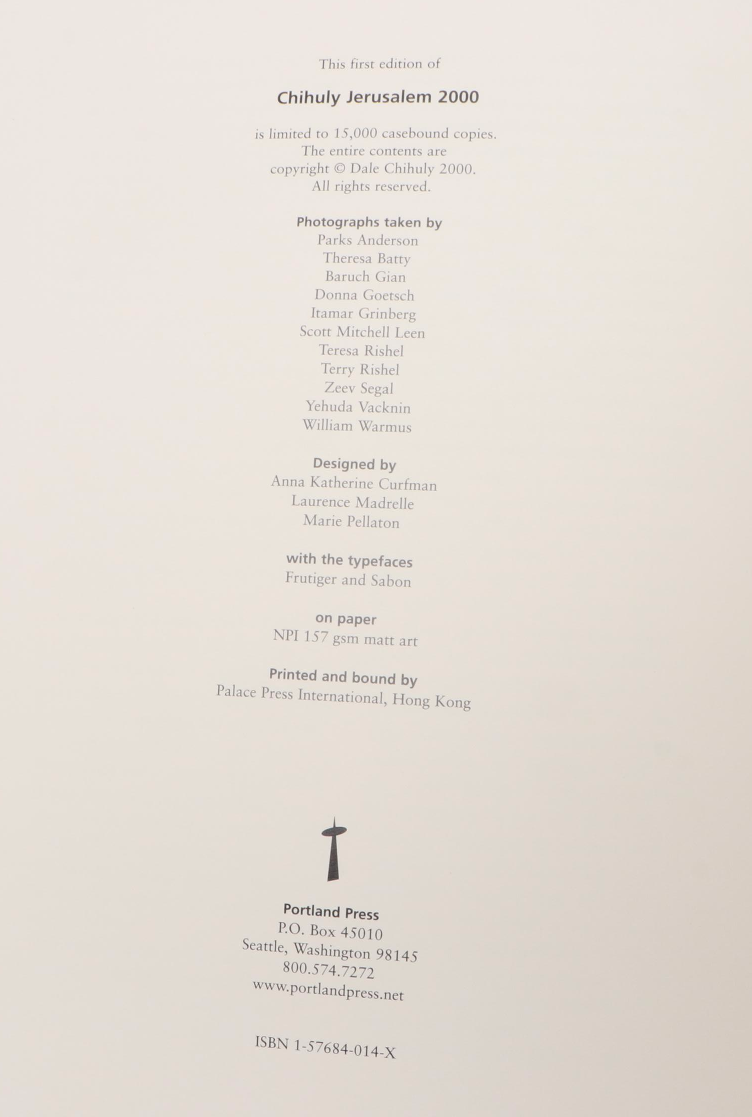 Limited First Edition "Chihuly Jerusalem 2000" by Dale Chihuly, 2000