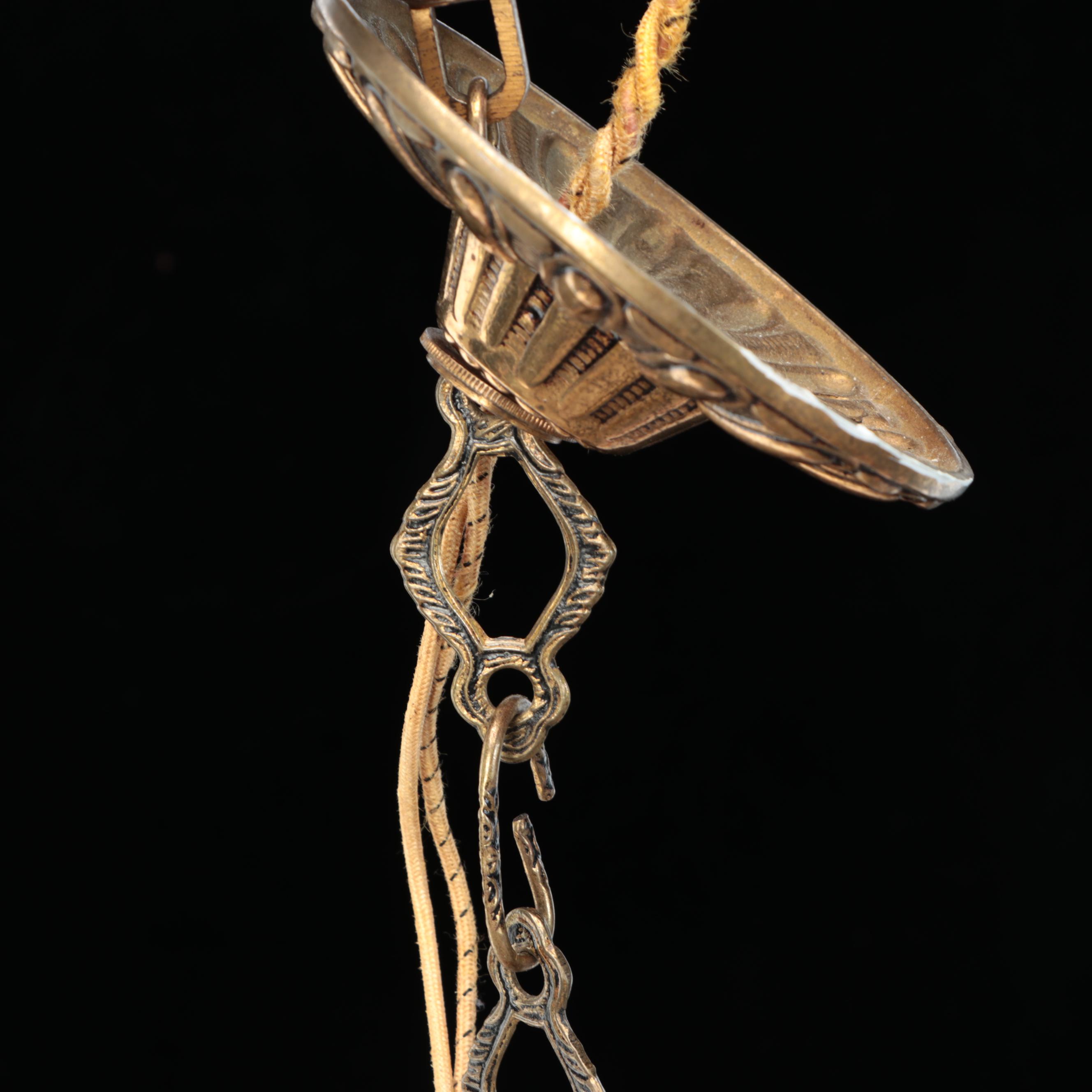 Regency Style Brass Tone and Crystal Chandelier, Mid-20th Century