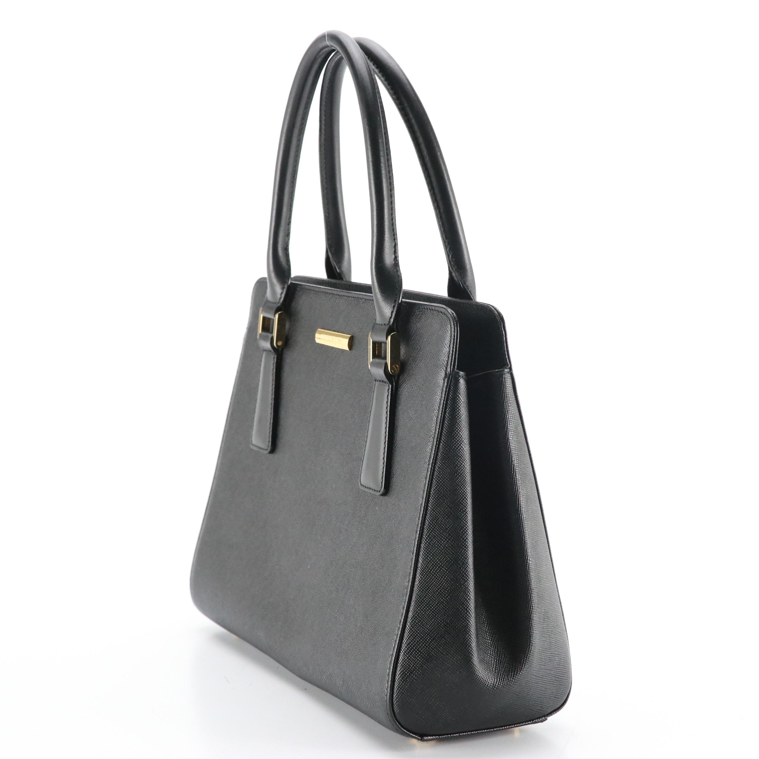 Burberry Black Saffiano Leather Top handle Tote