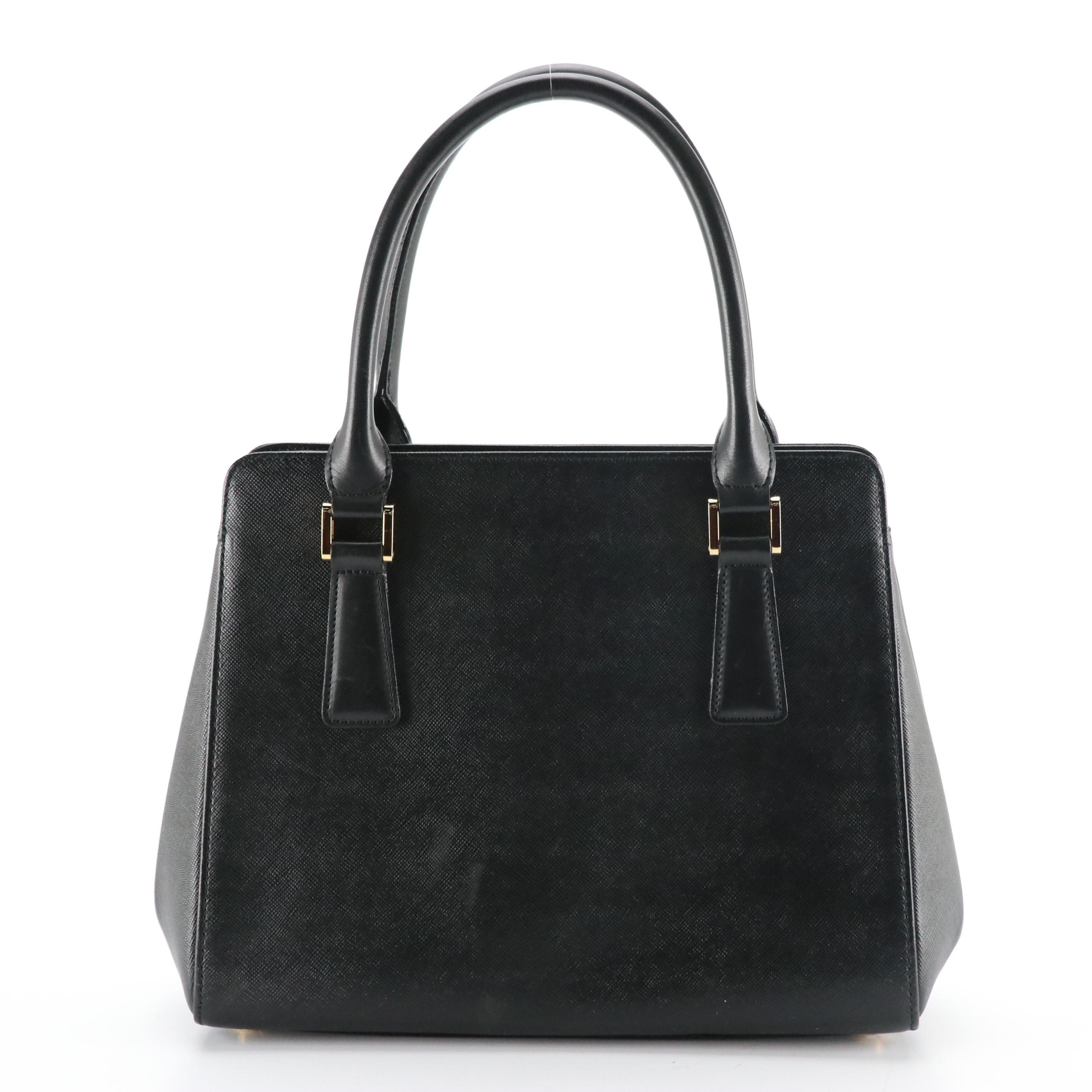 Burberry Black Saffiano Leather Top handle Tote