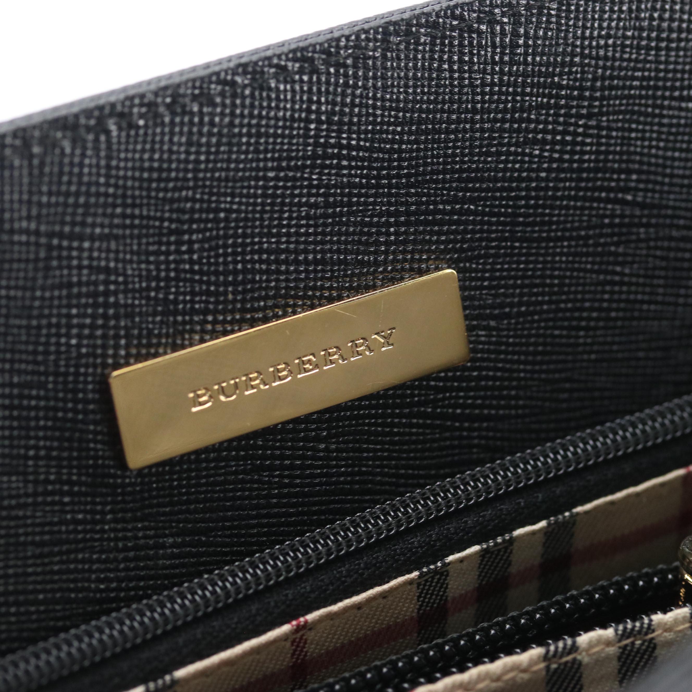 Burberry Black Saffiano Leather Top handle Tote