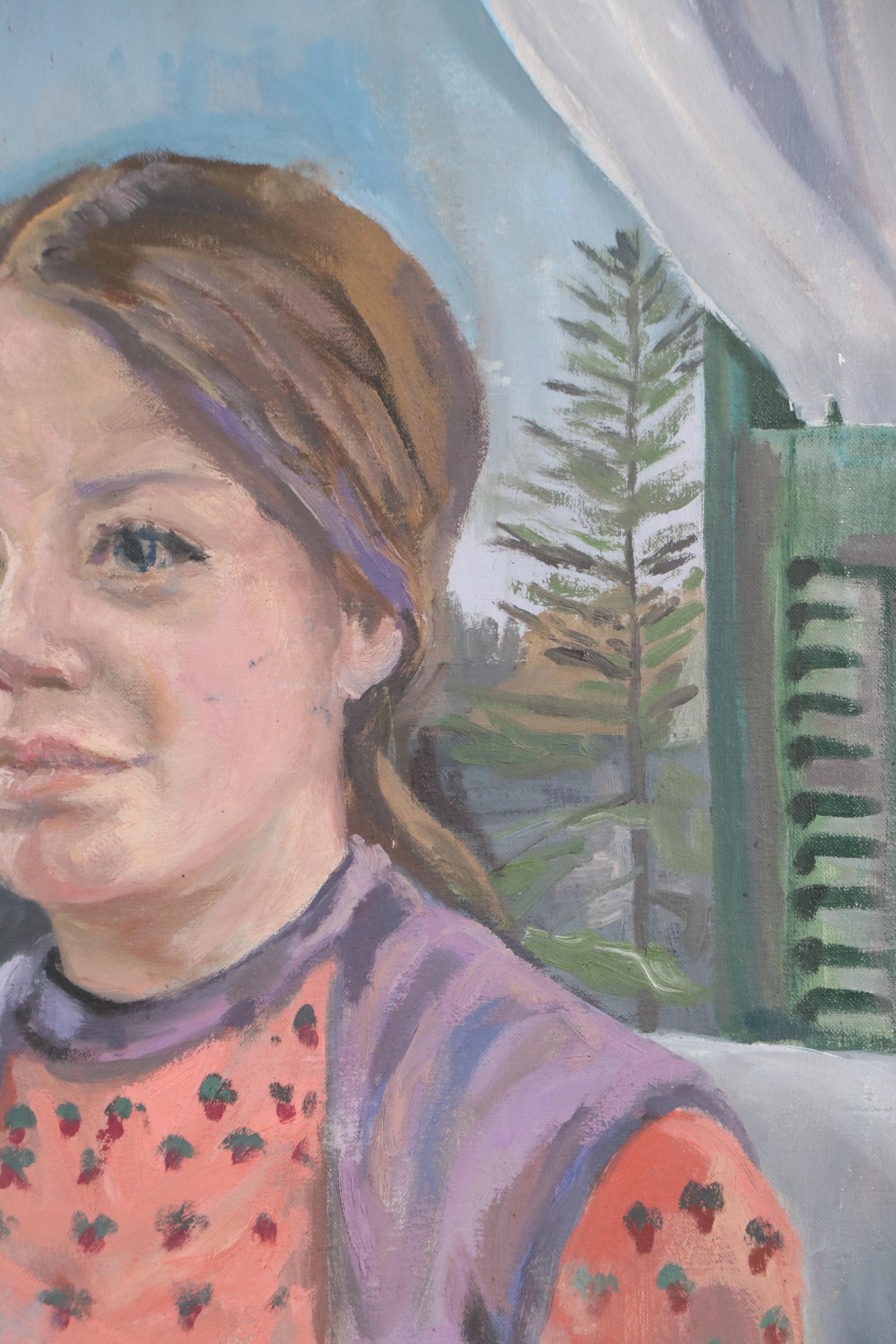 American School Portrait Oil Painting of Woman