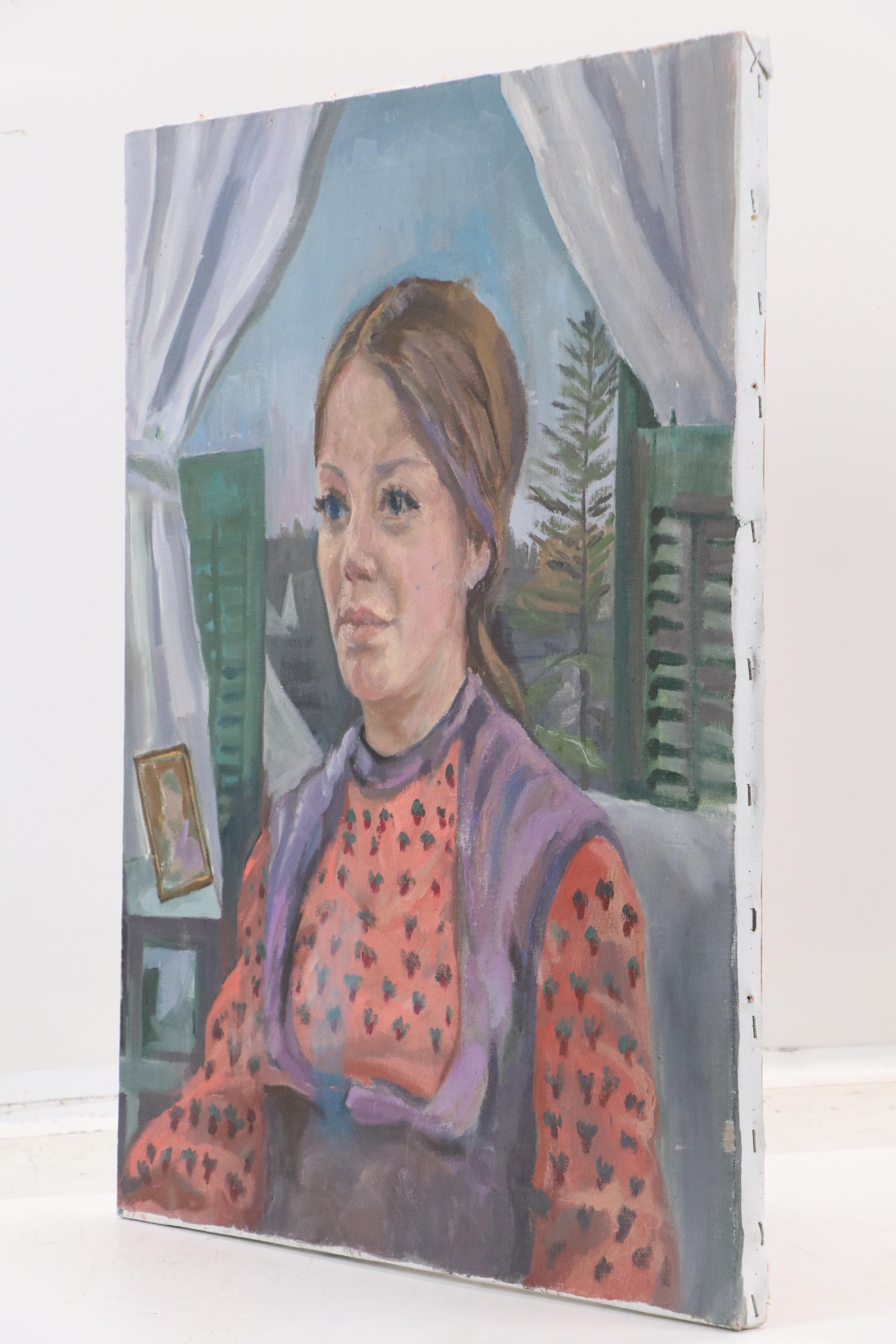 American School Portrait Oil Painting of Woman