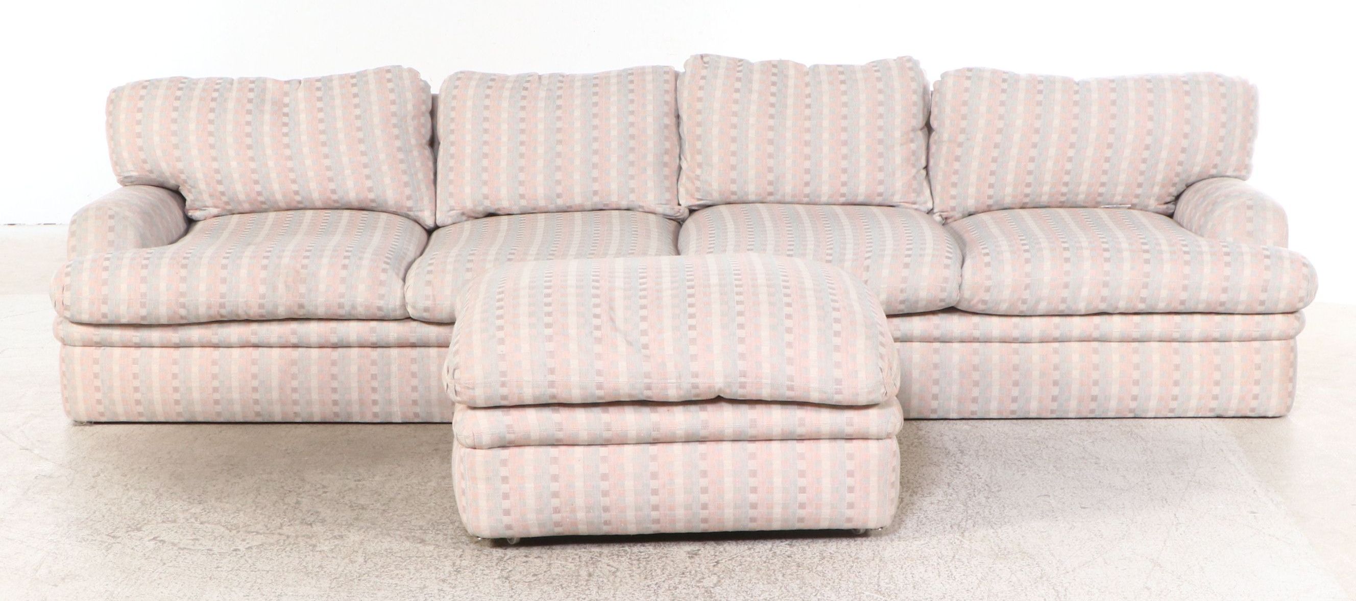 Swaim Originals Overstuffed Upholstered Sectional Sofa with Ottoman