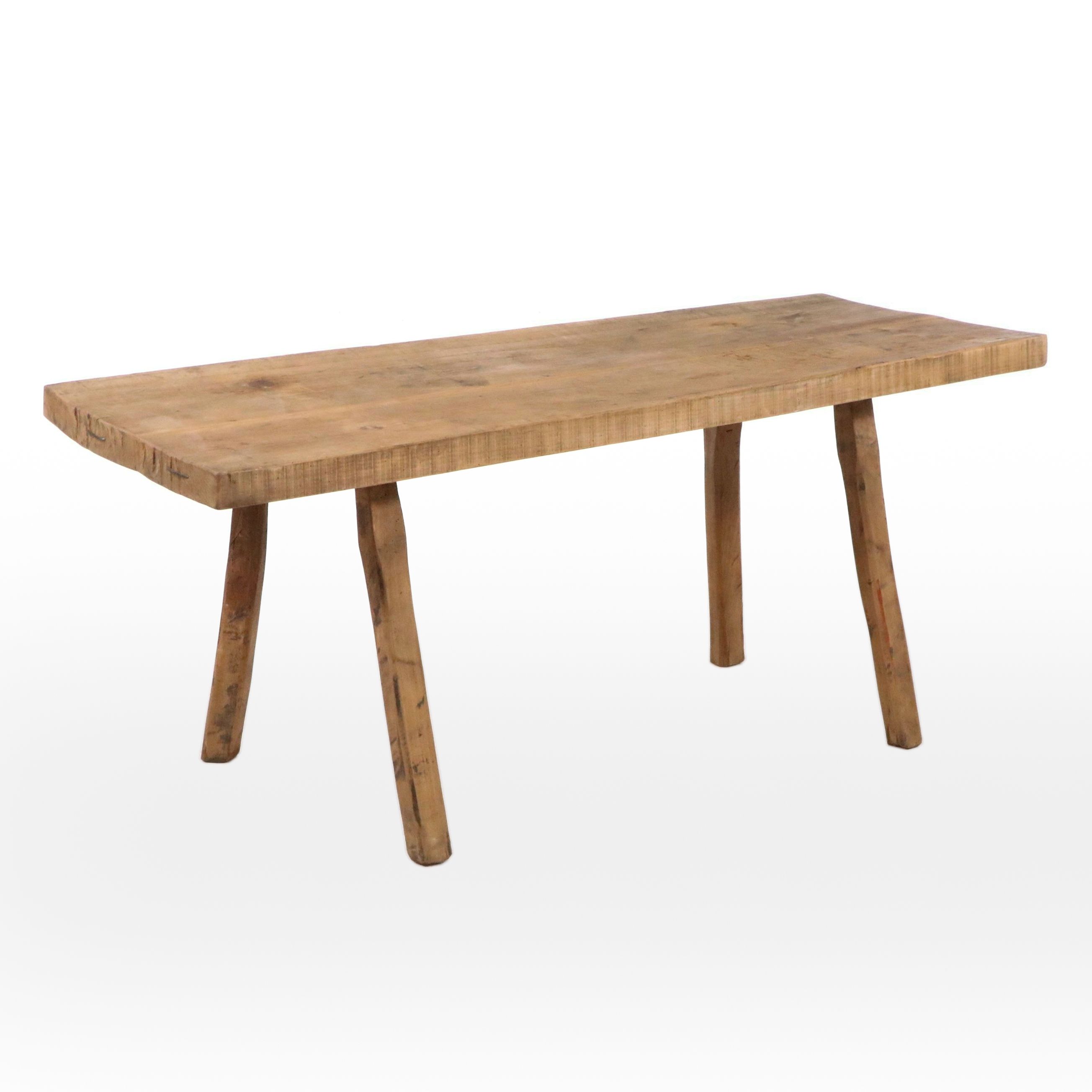 Rustic Style Slatted Wood Bench