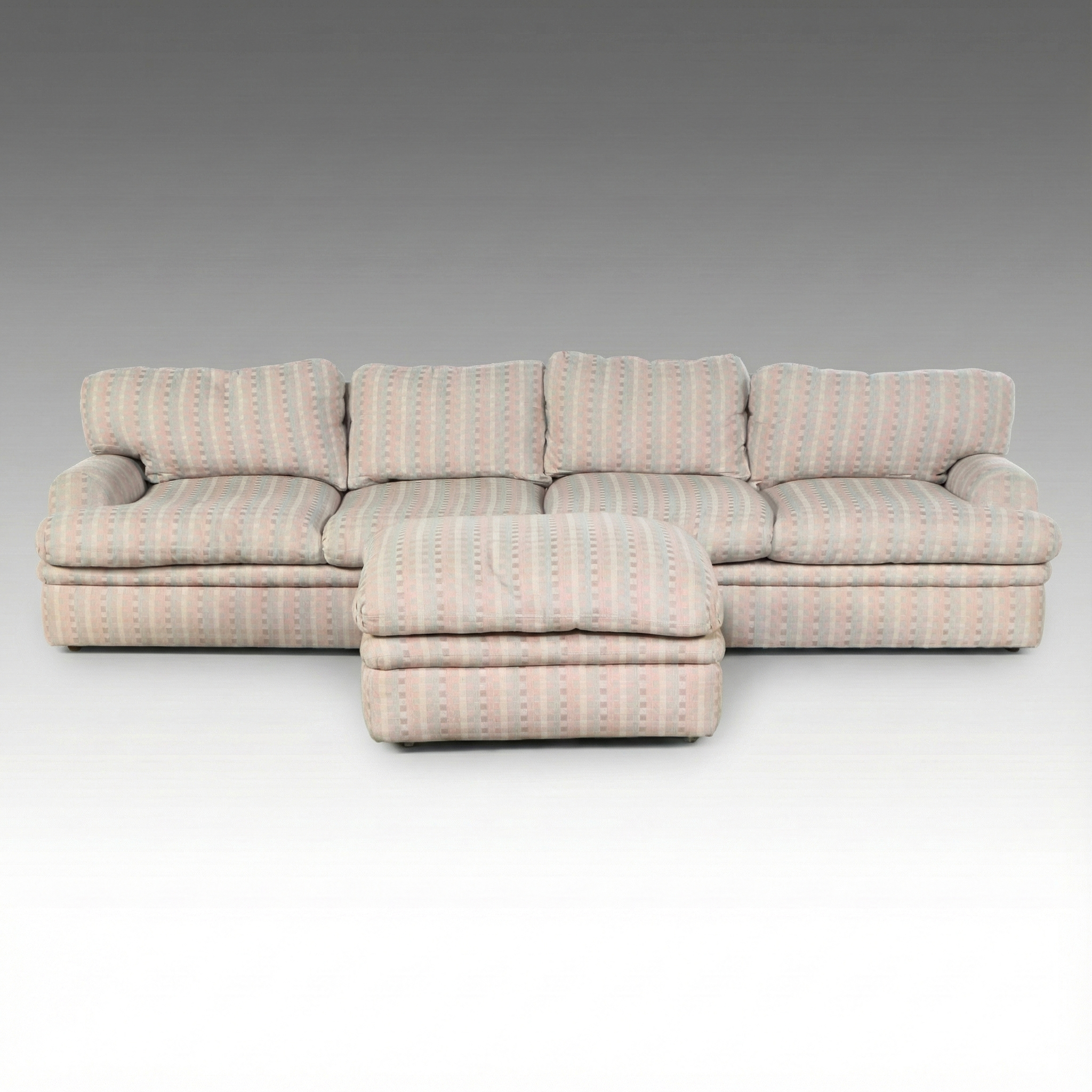 Swaim Originals Overstuffed Upholstered Sectional Sofa with Ottoman