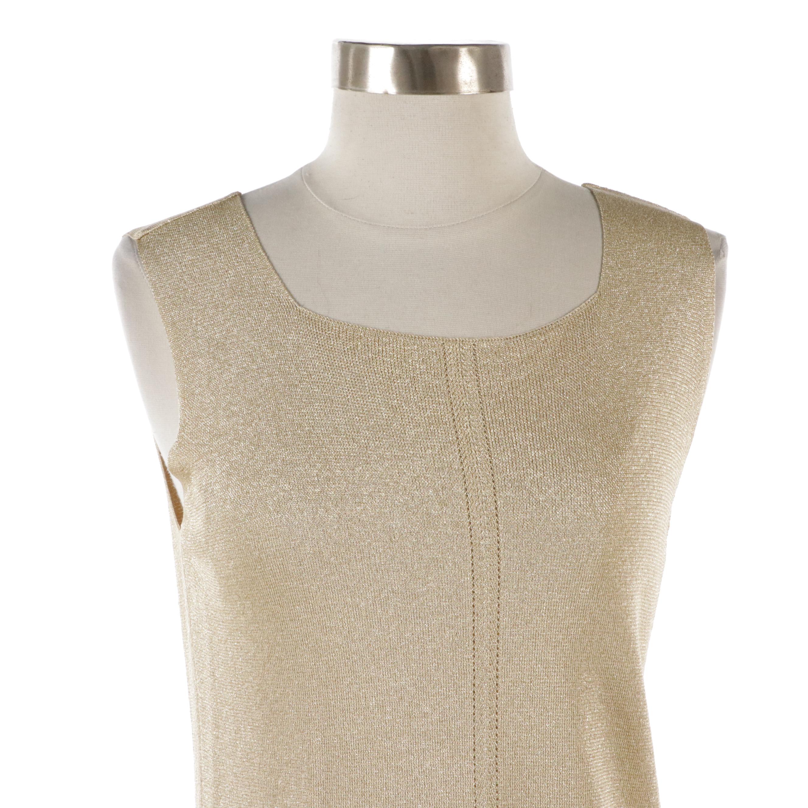 Donna Karan Silk and Cotton Blend Trench Style Coat with Escada Sleeveless Top