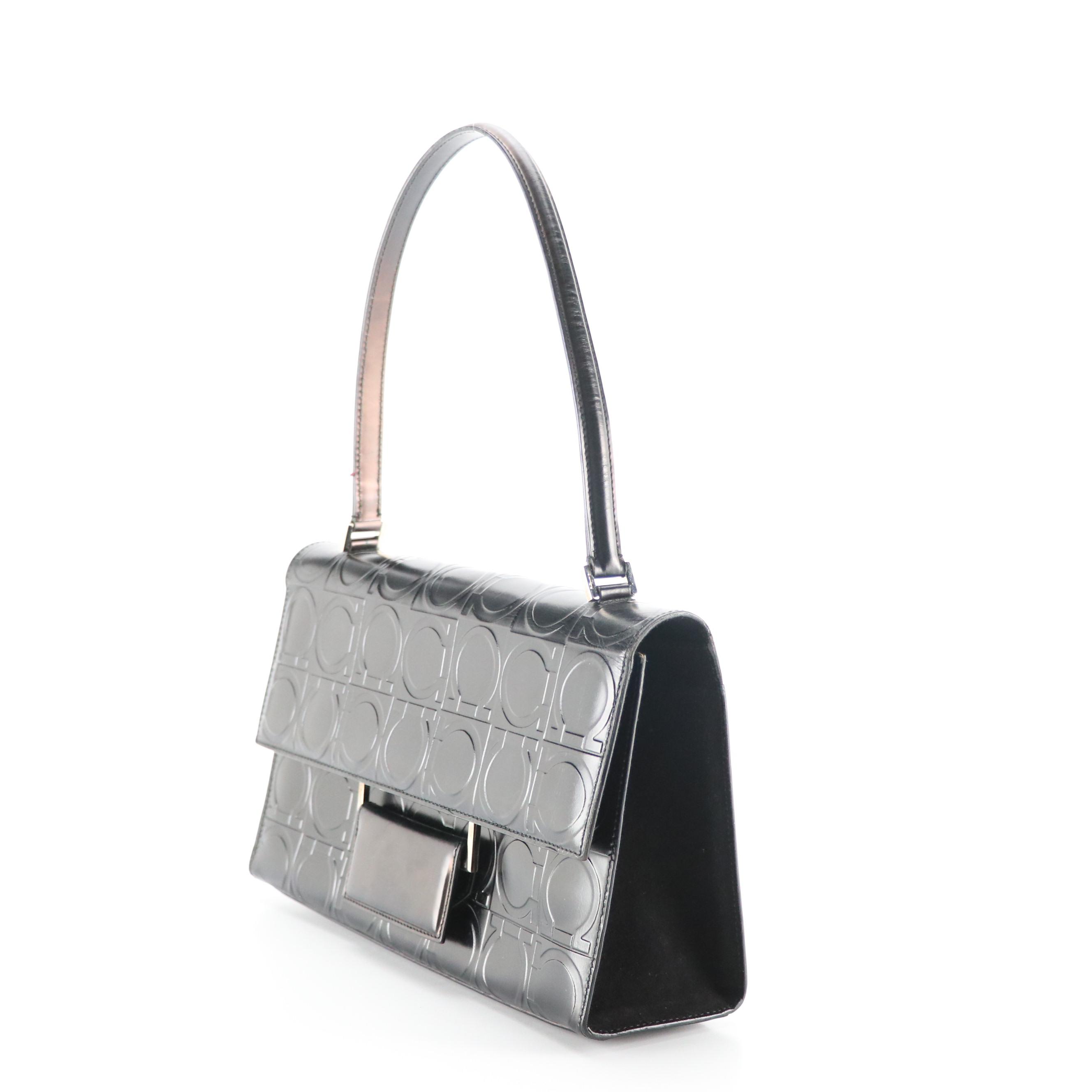 Salvatore Ferragamo Gancini Embossed Front Flap Shoulder Bag