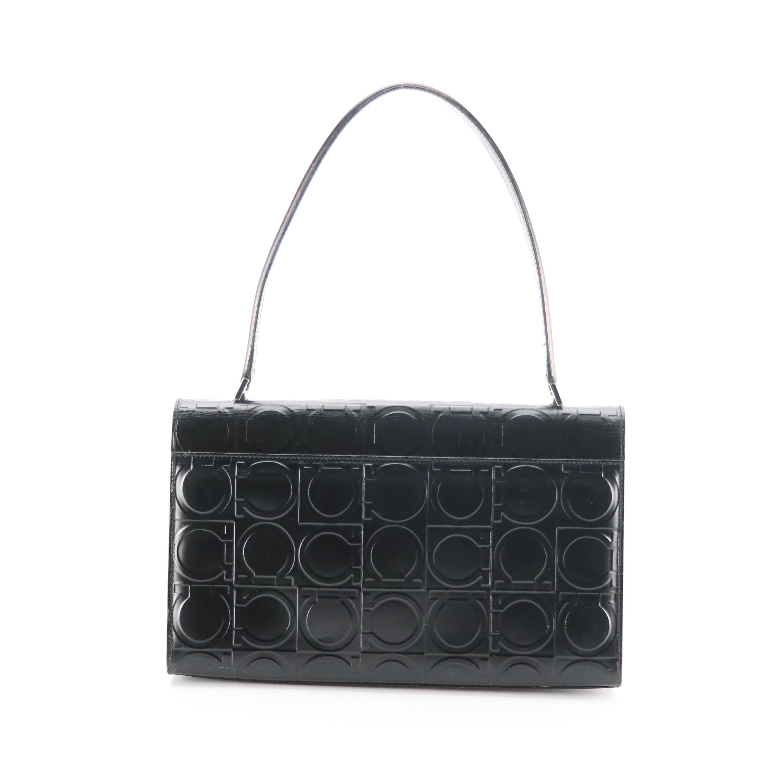 Salvatore Ferragamo Gancini Embossed Front Flap Shoulder Bag