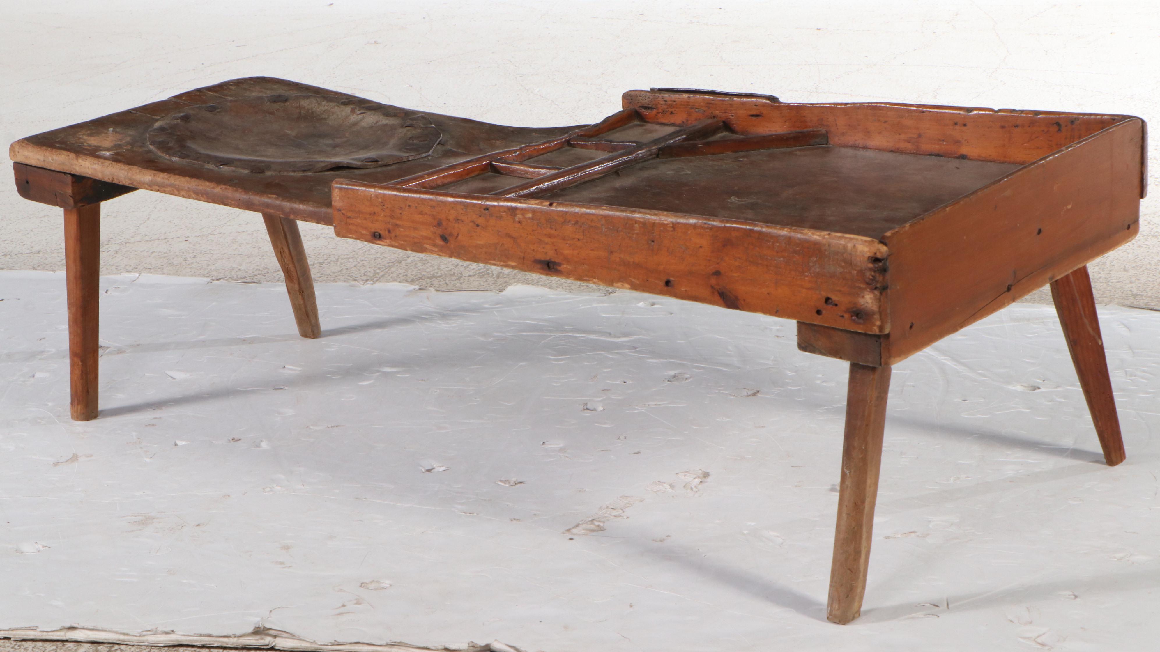 American Primitive Cobbler's Bench with Leather Seat, Late 19th Century