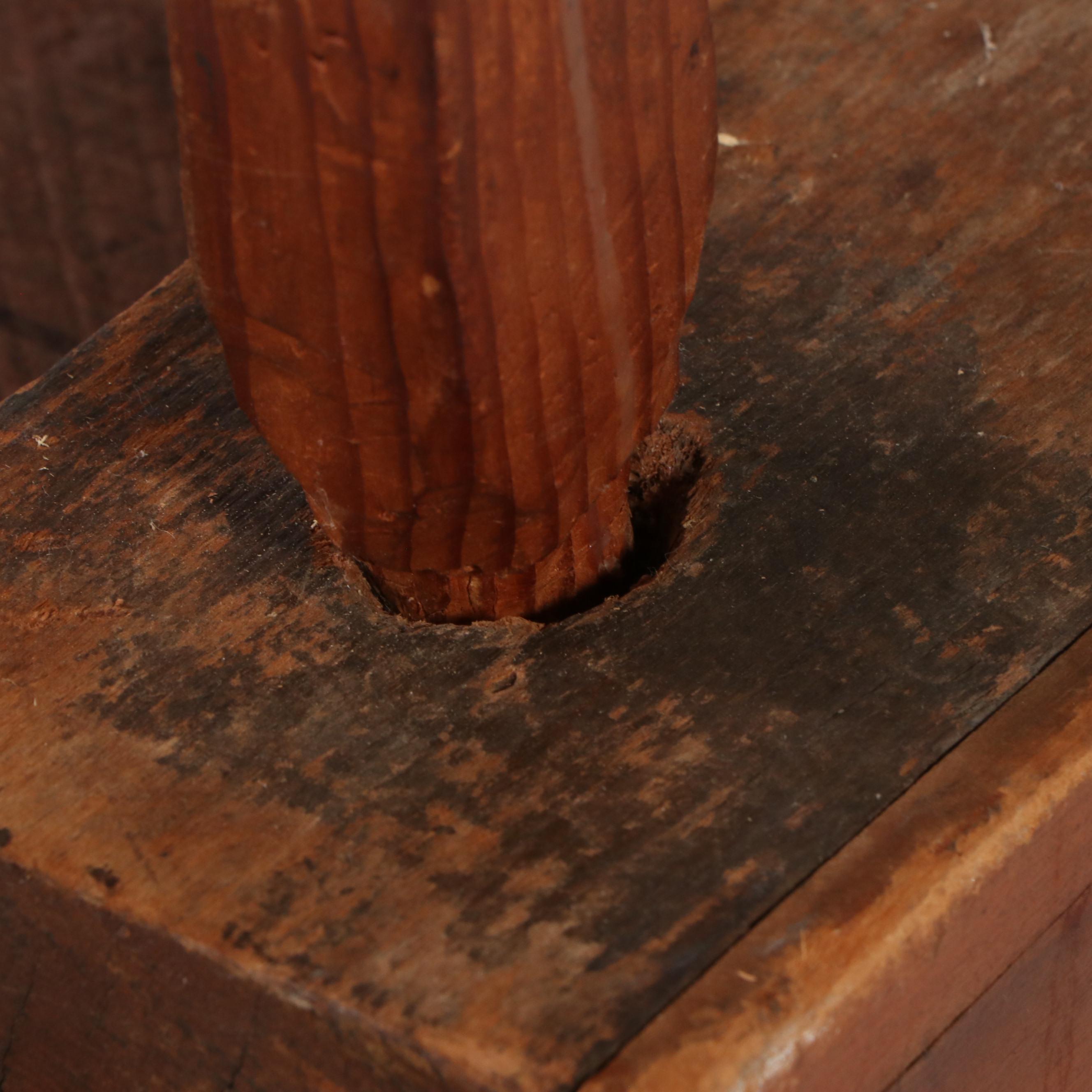 American Primitive Cobbler's Bench with Leather Seat, Late 19th Century