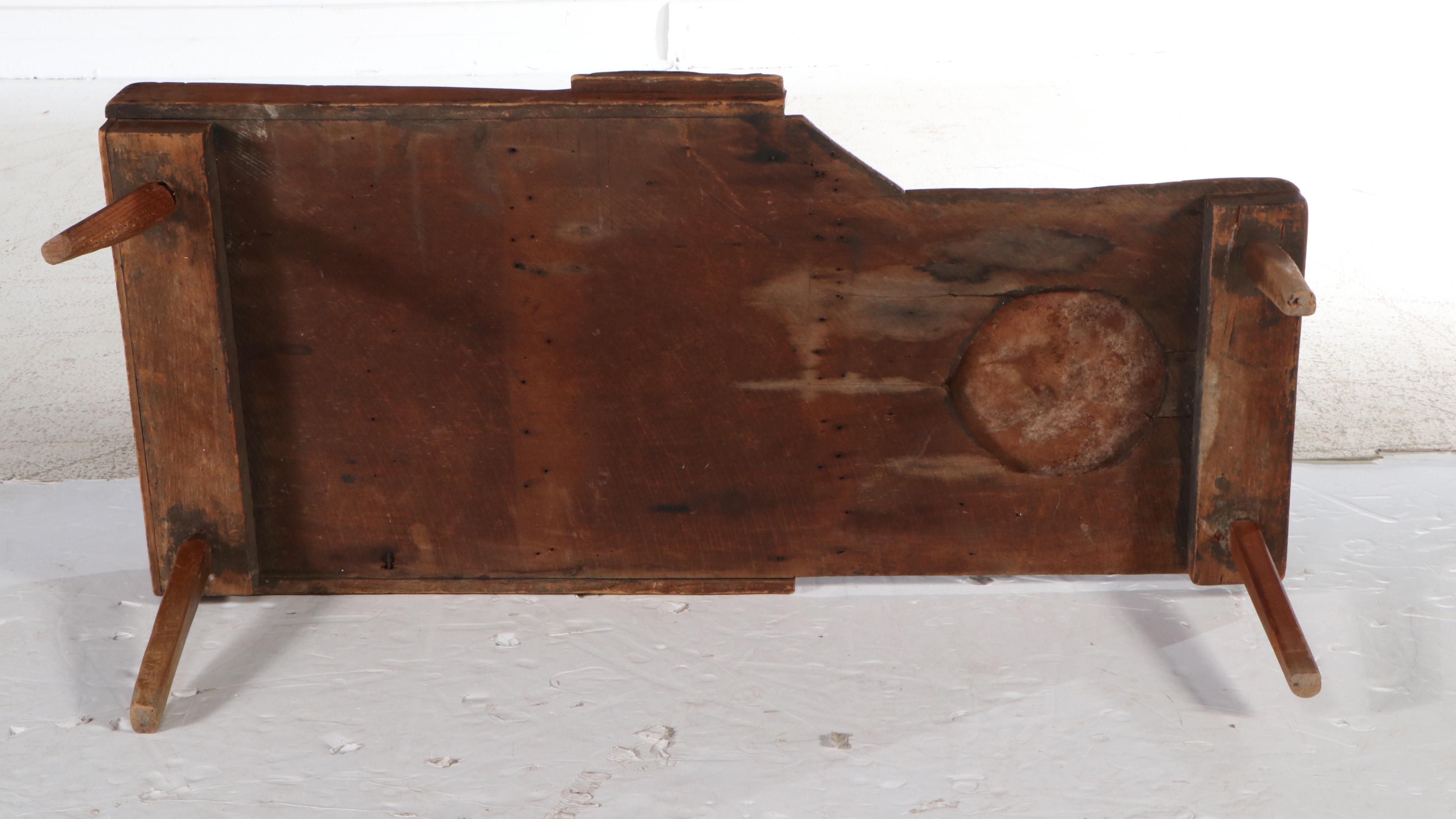 American Primitive Cobbler's Bench with Leather Seat, Late 19th Century