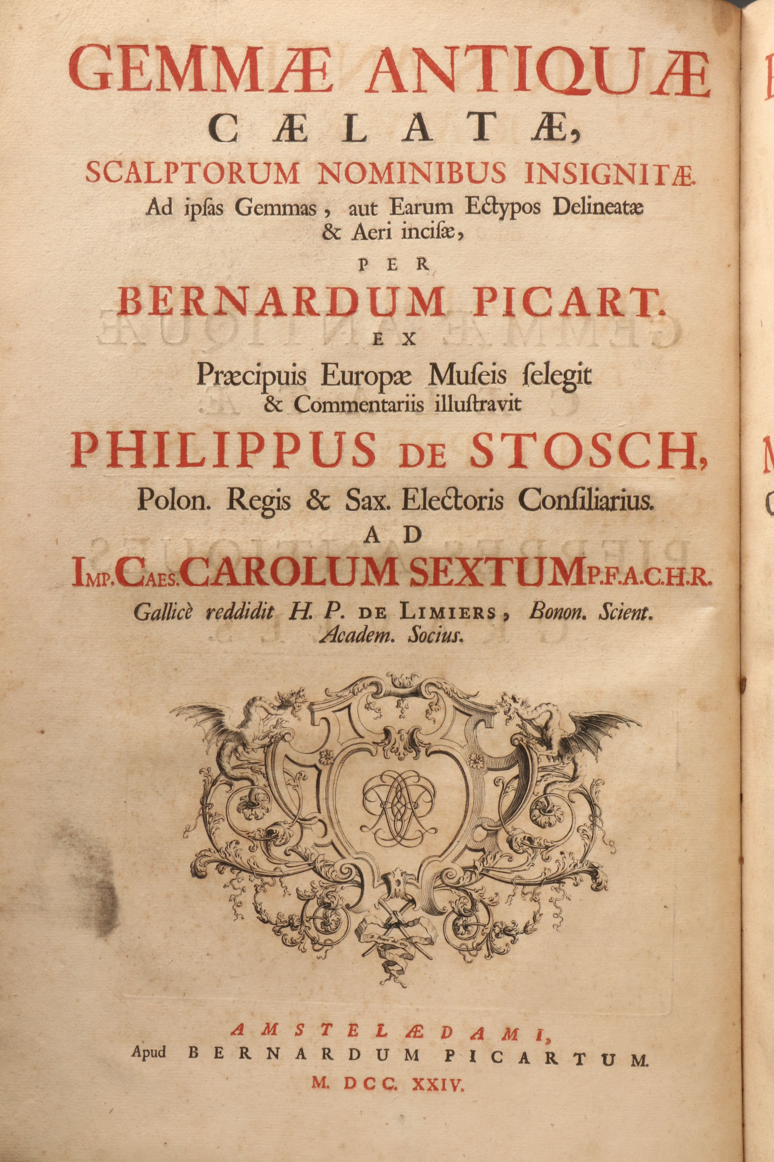 Latin and French "Engraved Ancient Stones" by Philippe de Stosch, 1724