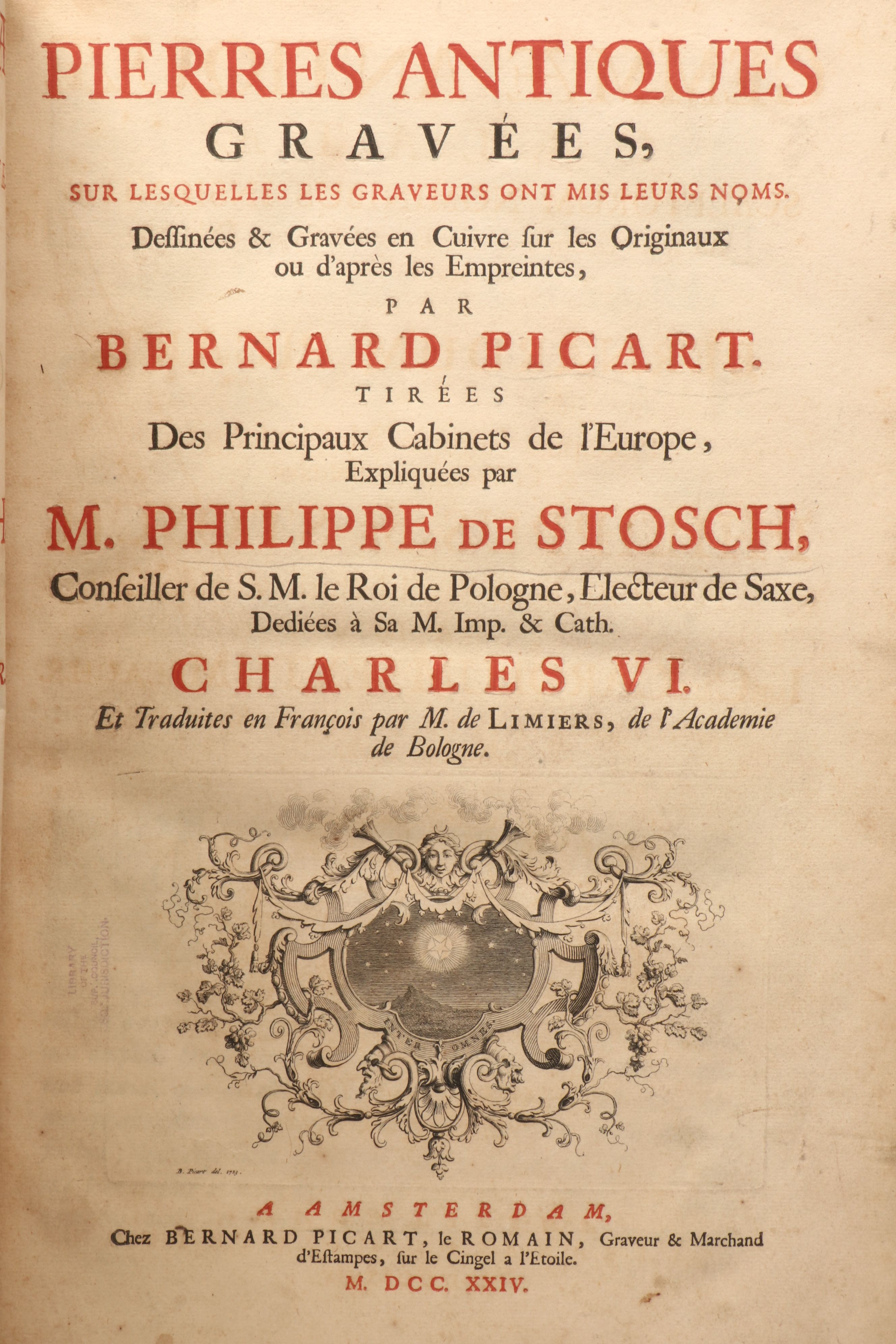 Latin and French "Engraved Ancient Stones" by Philippe de Stosch, 1724