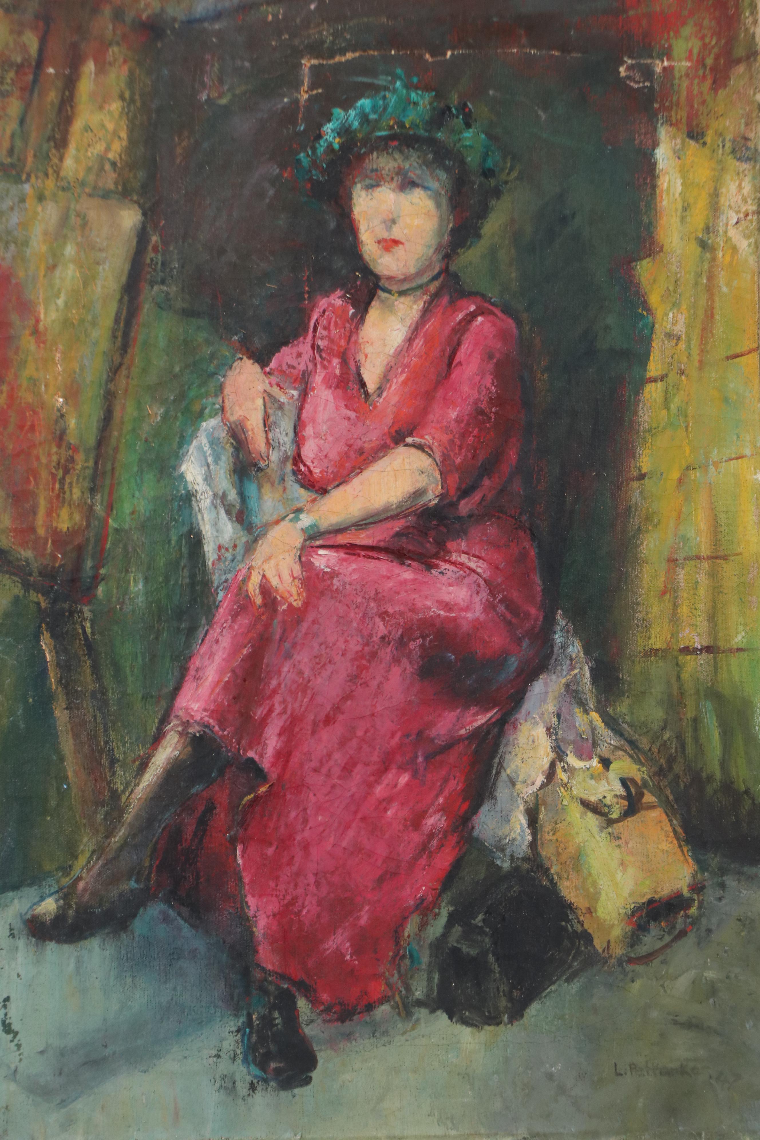 Impressionist Style Oil Painting of Seated Woman, 1887