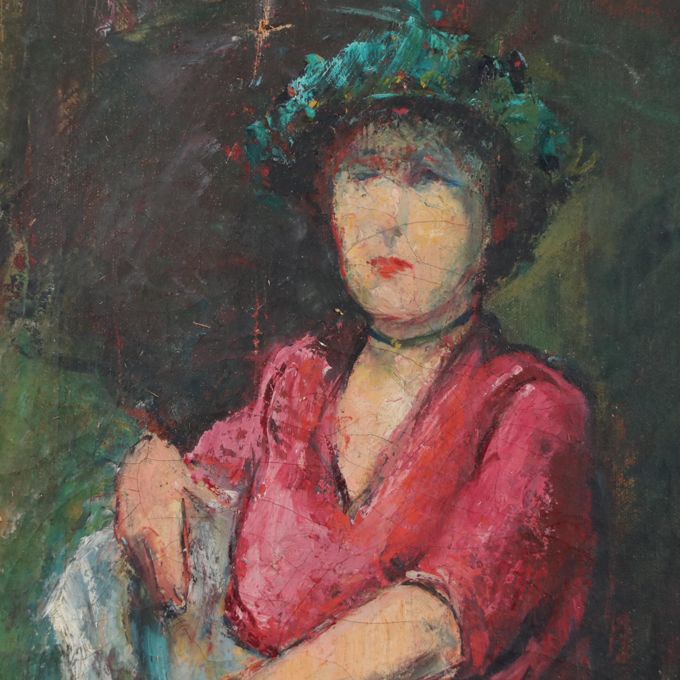 Impressionist Style Oil Painting of Seated Woman, 1887