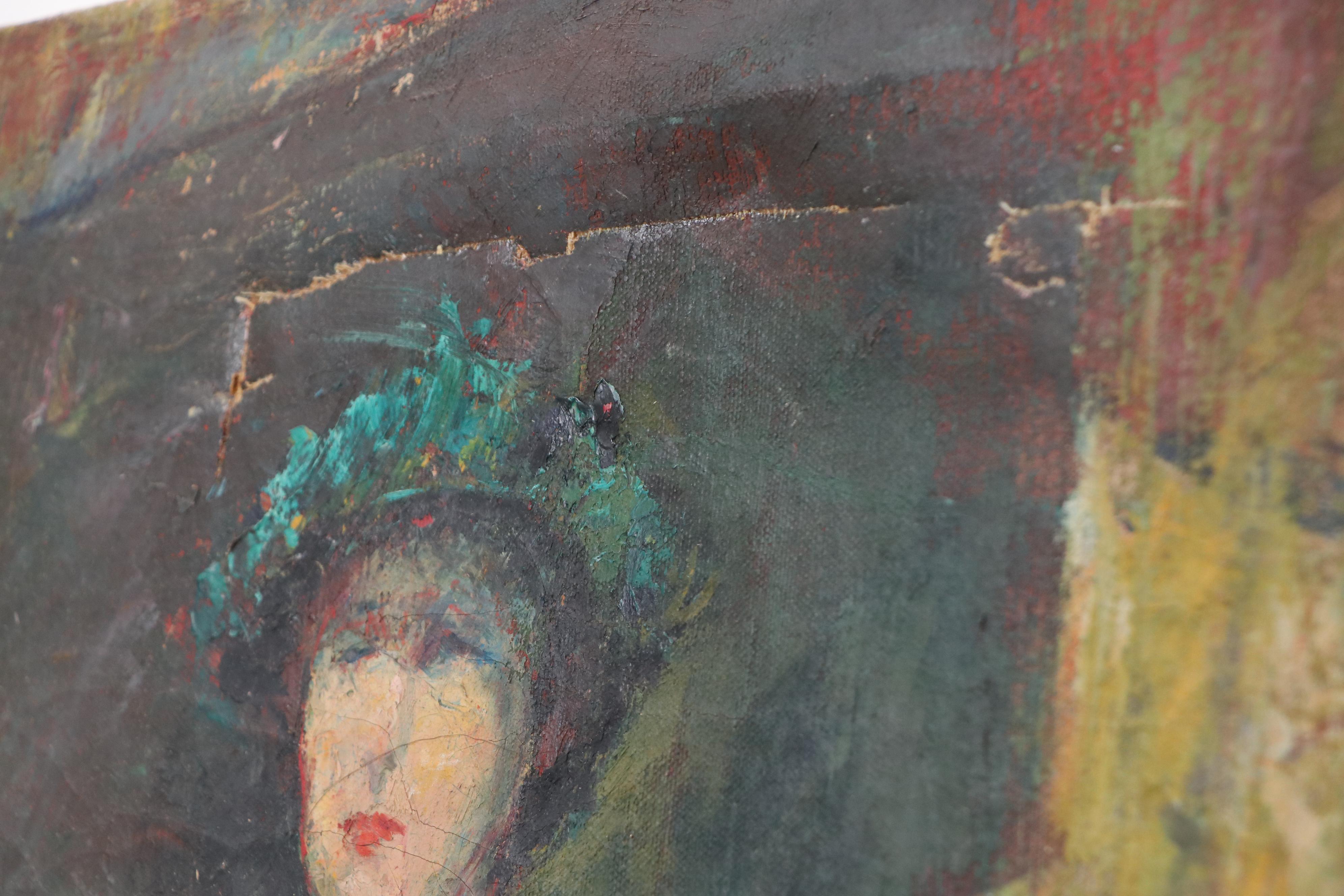 Impressionist Style Oil Painting of Seated Woman, 1887