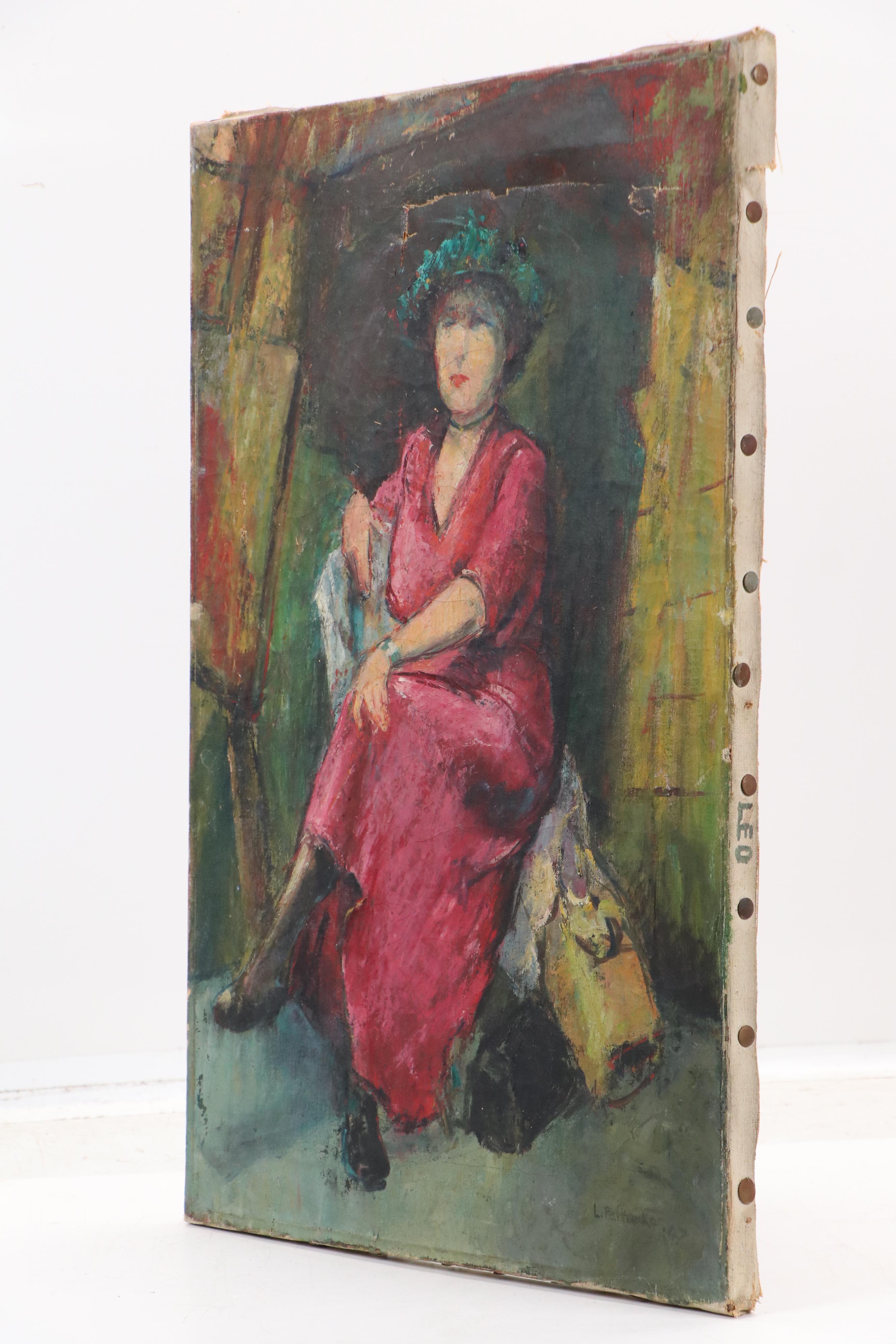 Impressionist Style Oil Painting of Seated Woman, 1887