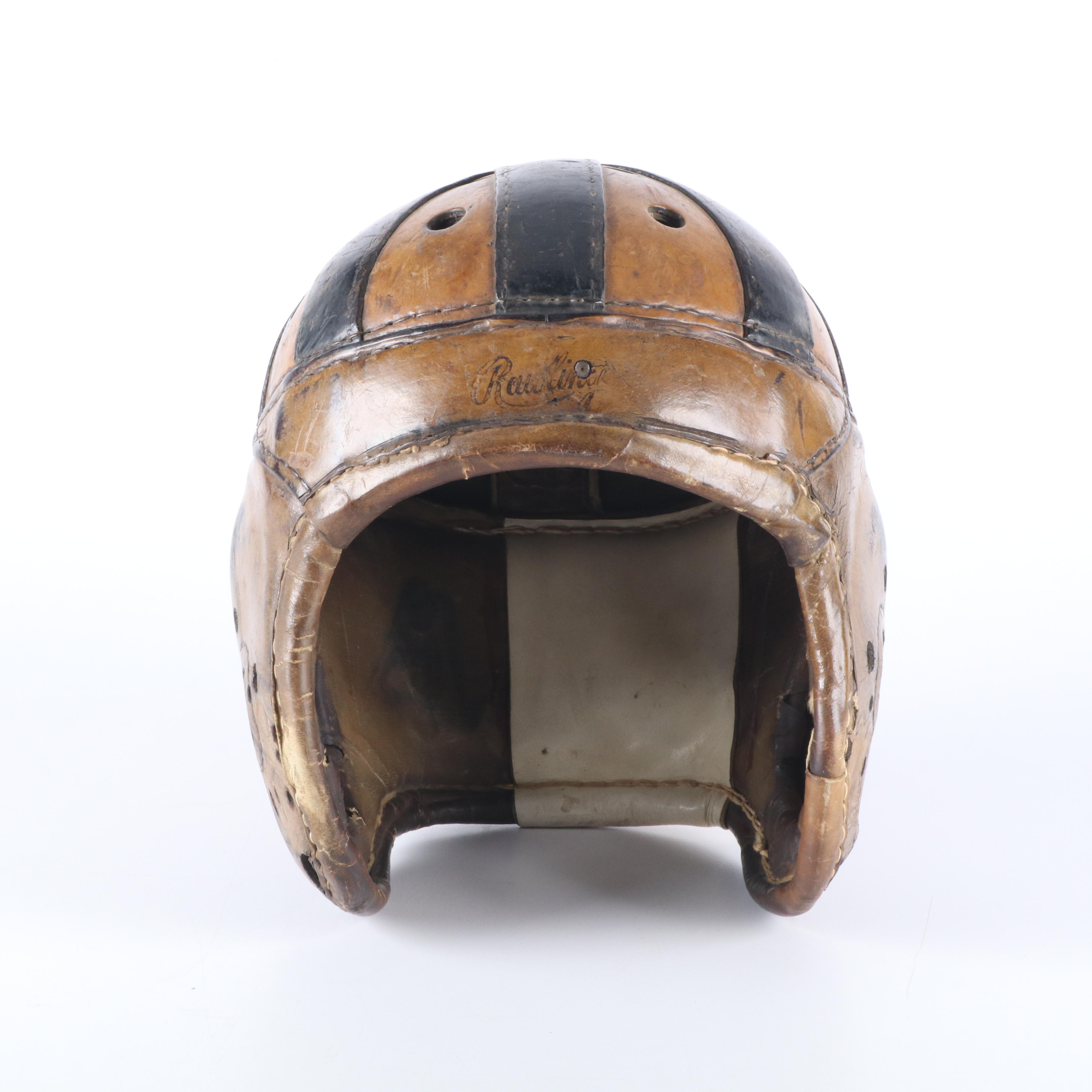 1930s Rawlings Leather Football Helmet, Size 6