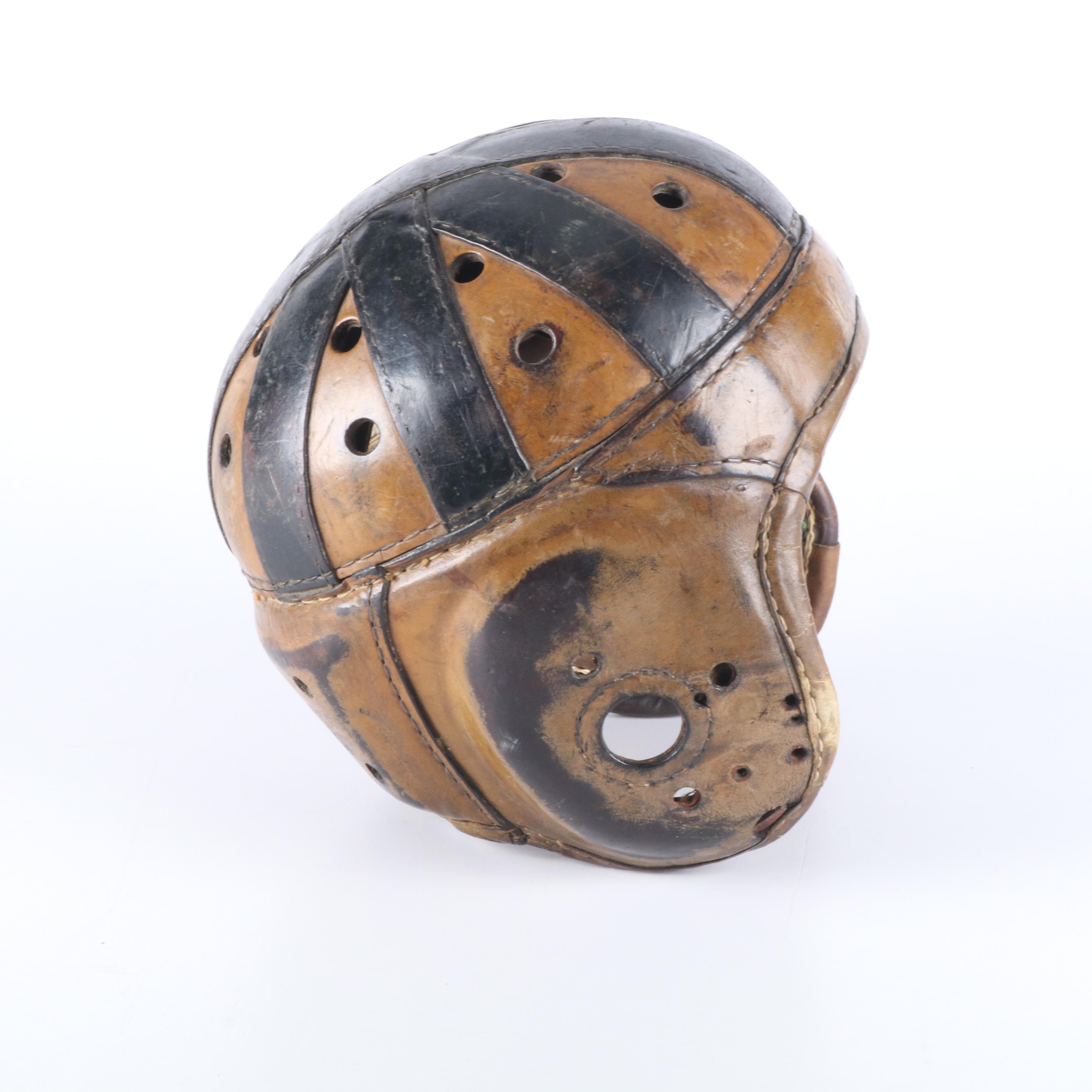 1930s Rawlings Leather Football Helmet, Size 6