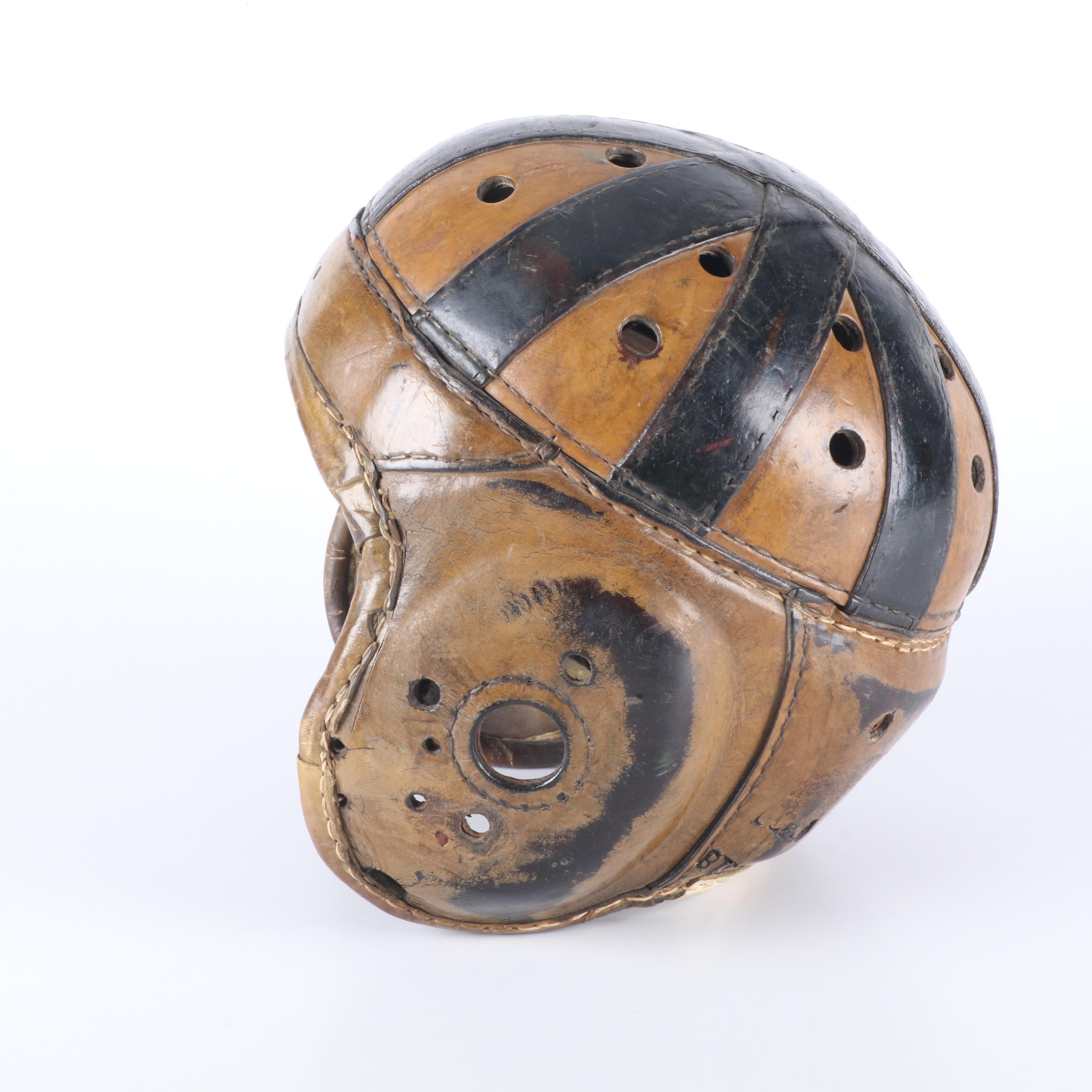 1930s Rawlings Leather Football Helmet, Size 6