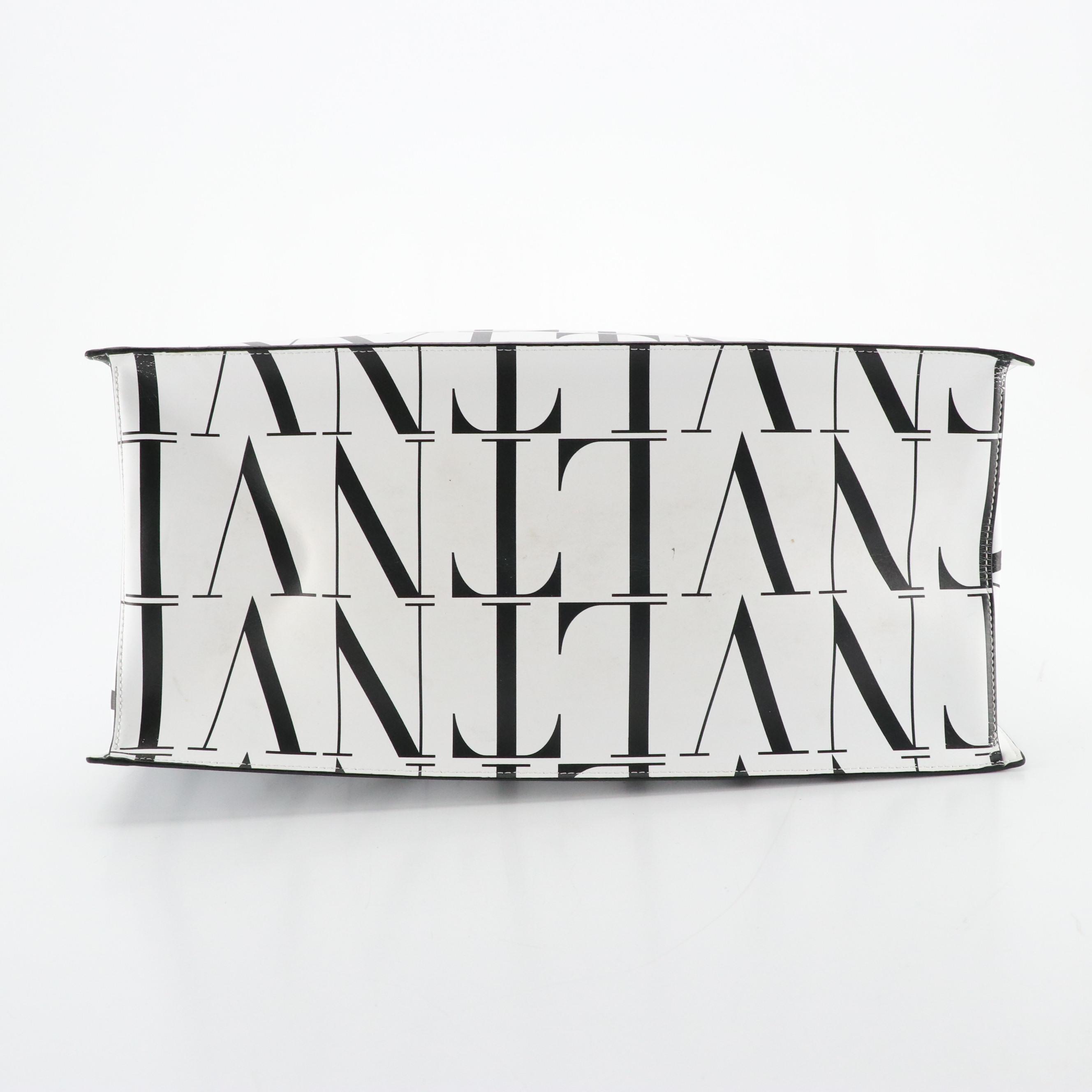 Valentino Garavani Large Shopper Tote in Black & White VLTN Logo Leather