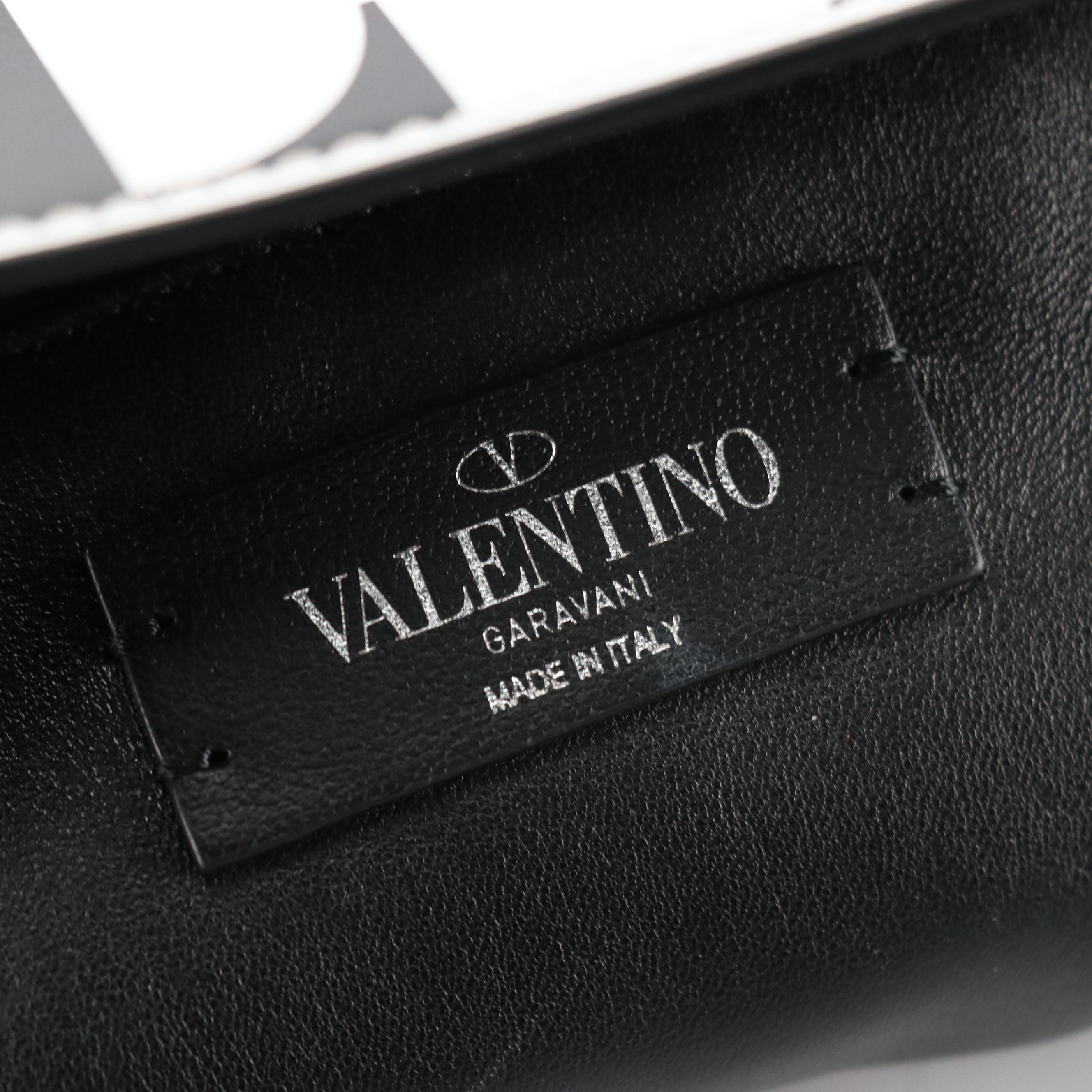 Valentino Garavani Large Shopper Tote in Black & White VLTN Logo Leather