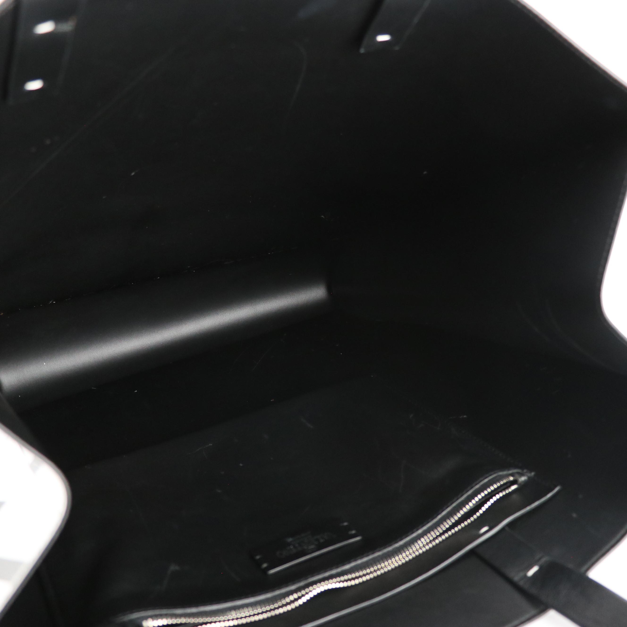 Valentino Garavani Large Shopper Tote in Black & White VLTN Logo Leather