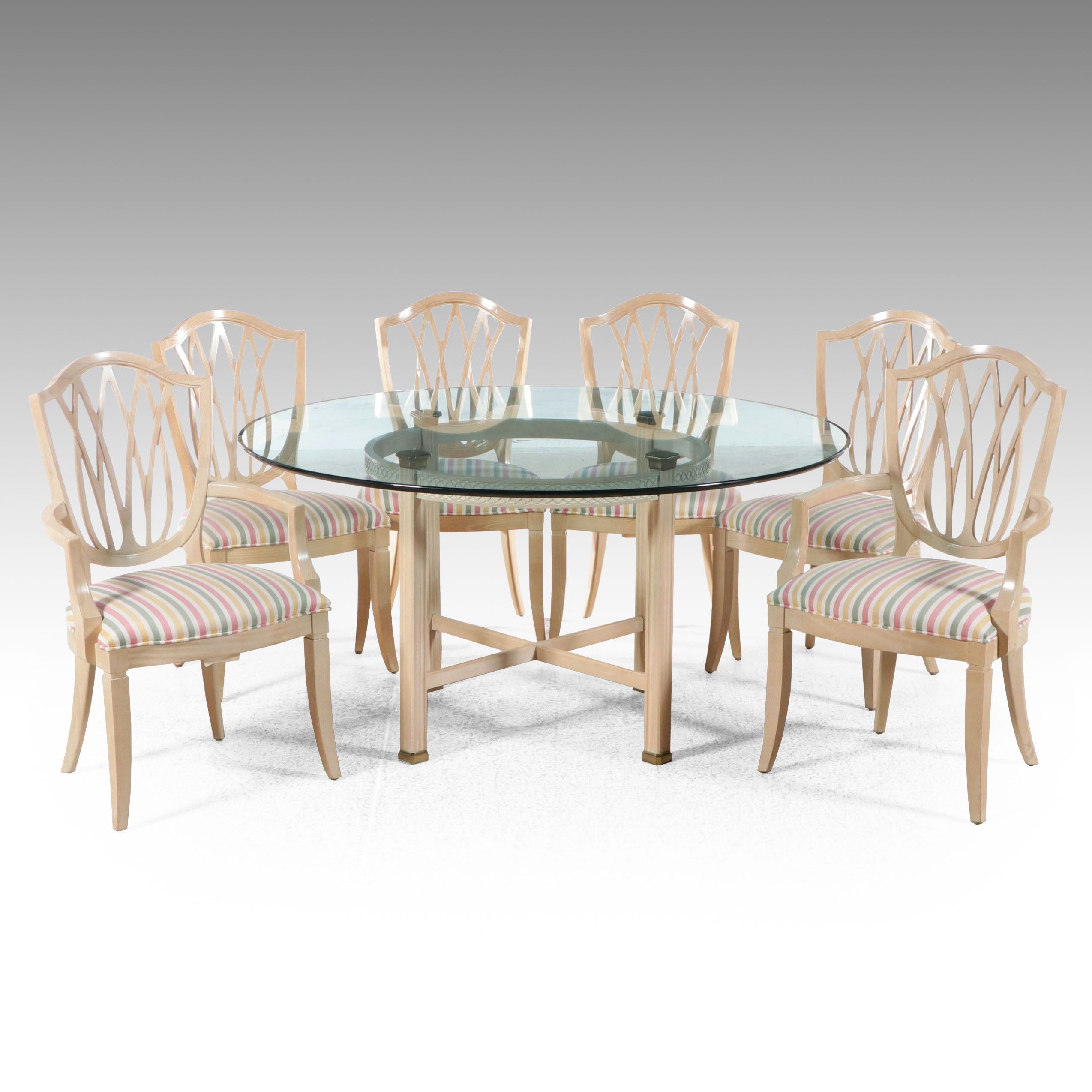 Seven-Piece Century Furniture Hepplewhite Style Bleached Oak Dining Set