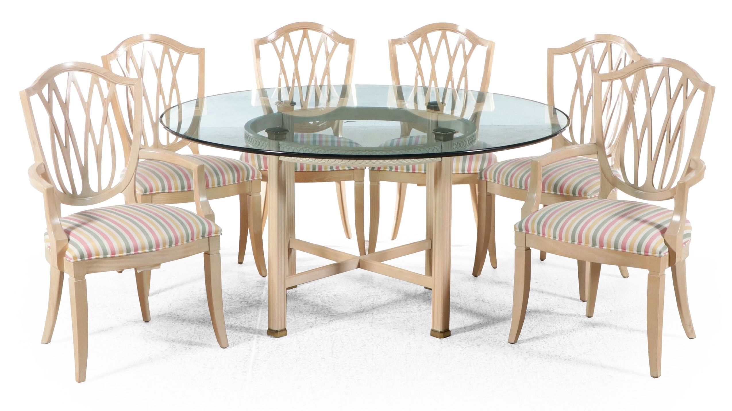 Seven-Piece Century Furniture Hepplewhite Style Bleached Oak Dining Set